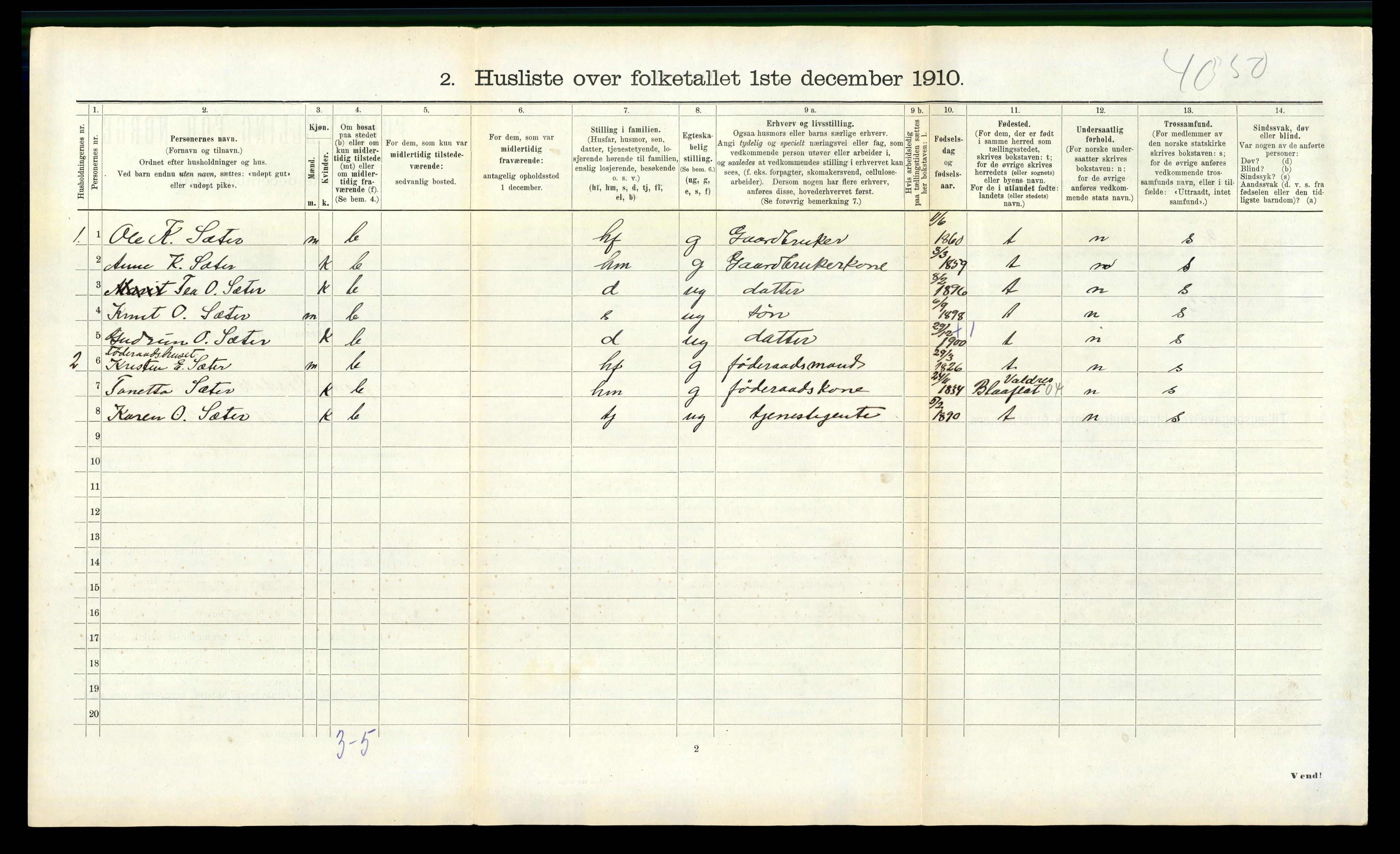 RA, 1910 census for Eresfjord og Vistdal, 1910, p. 266