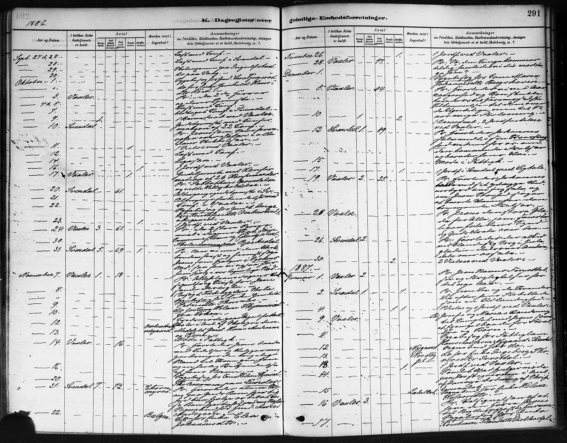 Våler prestekontor Kirkebøker, AV/SAO-A-11083/F/Fa/L0010: Parish register (official) no. I 10, 1878-1896, p. 291