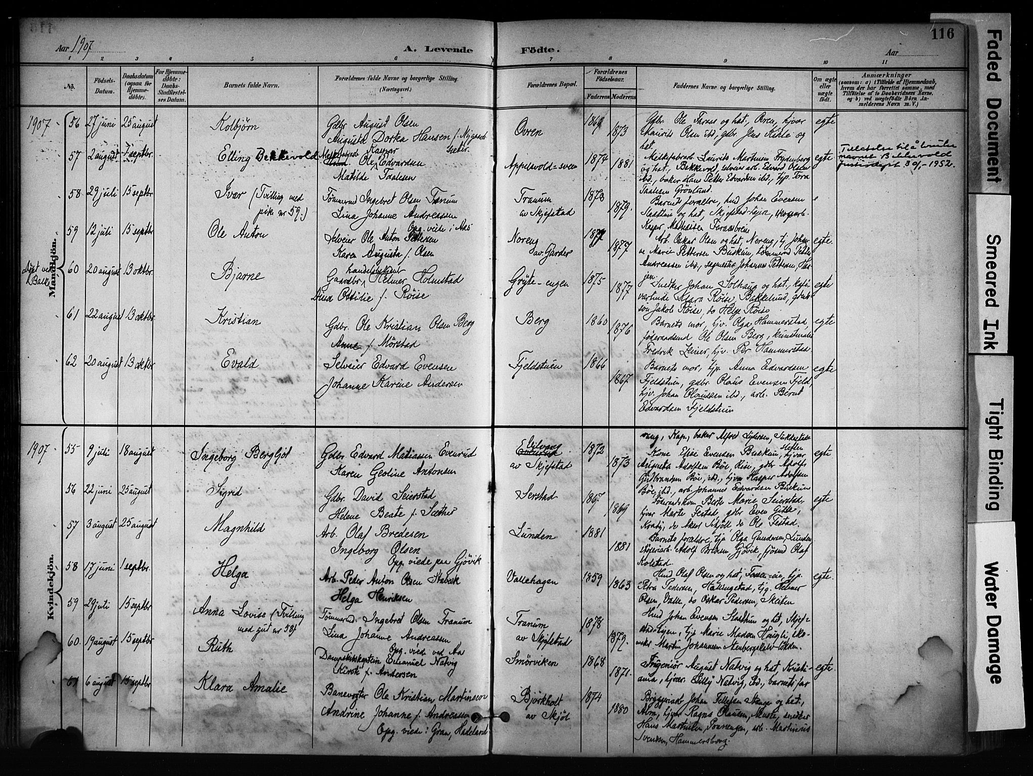 Østre Toten prestekontor, AV/SAH-PREST-104/H/Ha/Haa/L0008: Parish register (official) no. 8, 1897-1909, p. 116