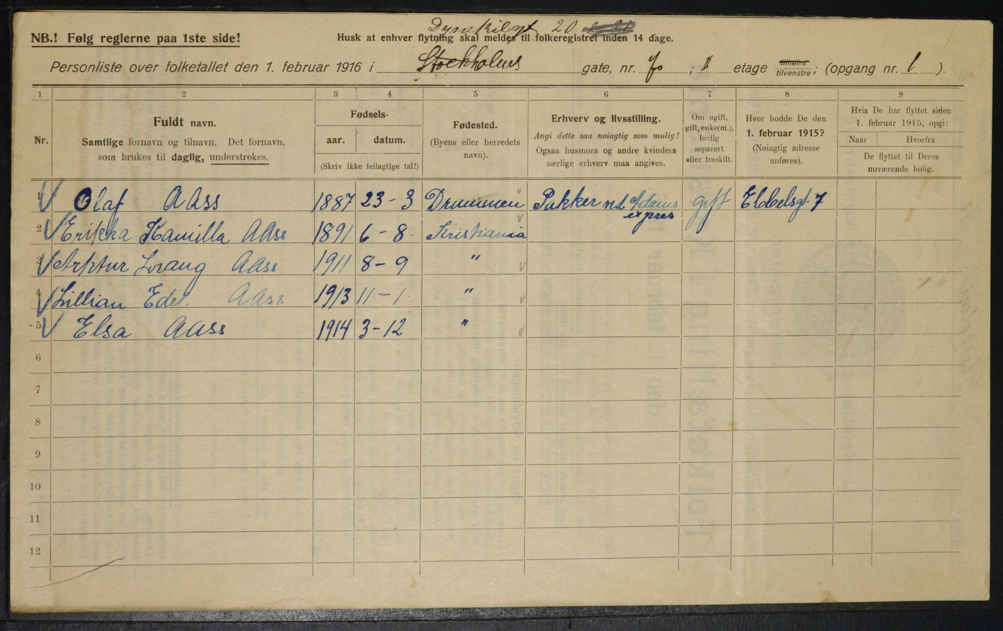 OBA, Municipal Census 1916 for Kristiania, 1916, p. 17691