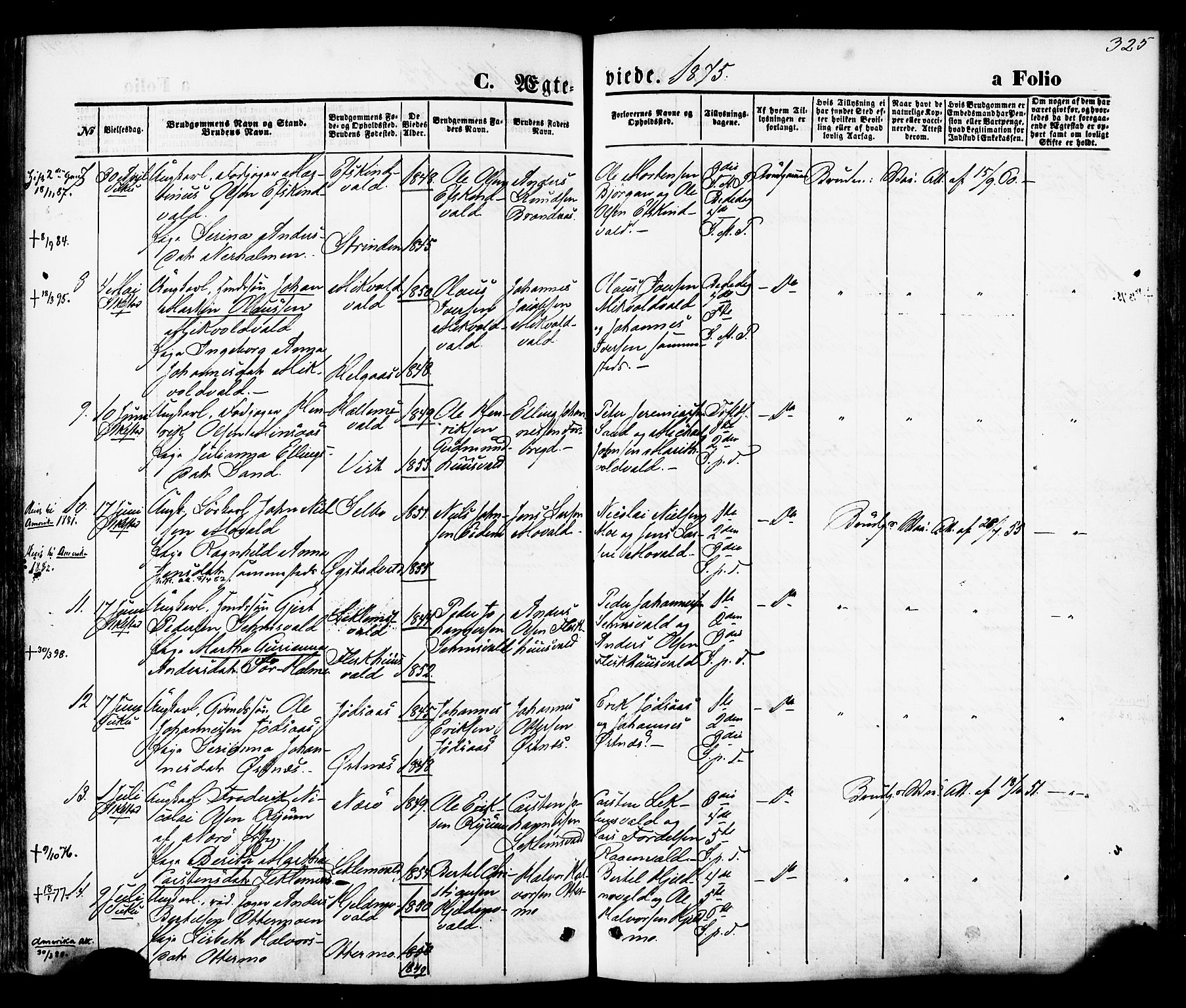 Ministerialprotokoller, klokkerbøker og fødselsregistre - Nord-Trøndelag, SAT/A-1458/723/L0242: Parish register (official) no. 723A11, 1870-1880, p. 325