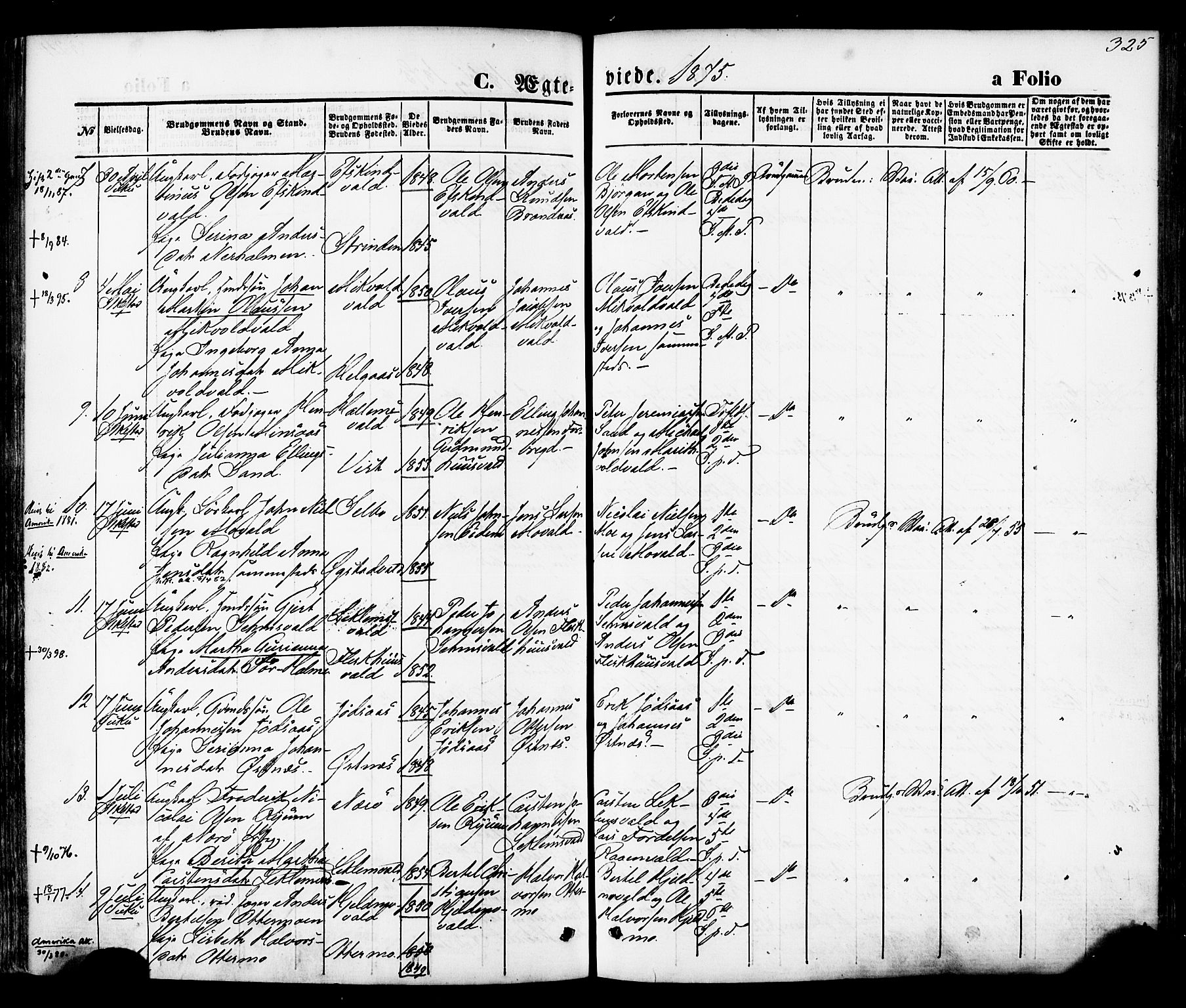 Ministerialprotokoller, klokkerbøker og fødselsregistre - Nord-Trøndelag, AV/SAT-A-1458/723/L0242: Parish register (official) no. 723A11, 1870-1880, p. 325