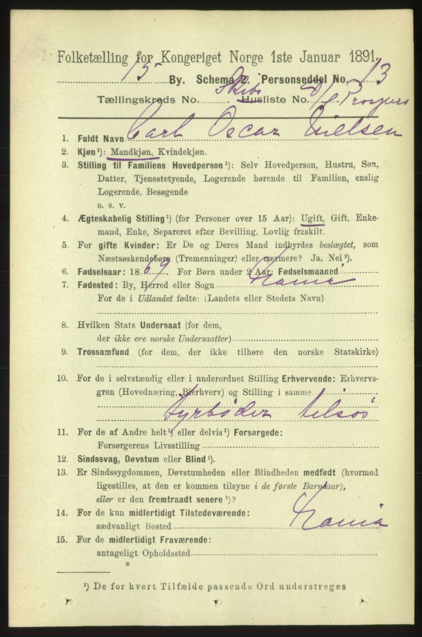 RA, 1891 census for 0602 Drammen, 1891, p. 25619