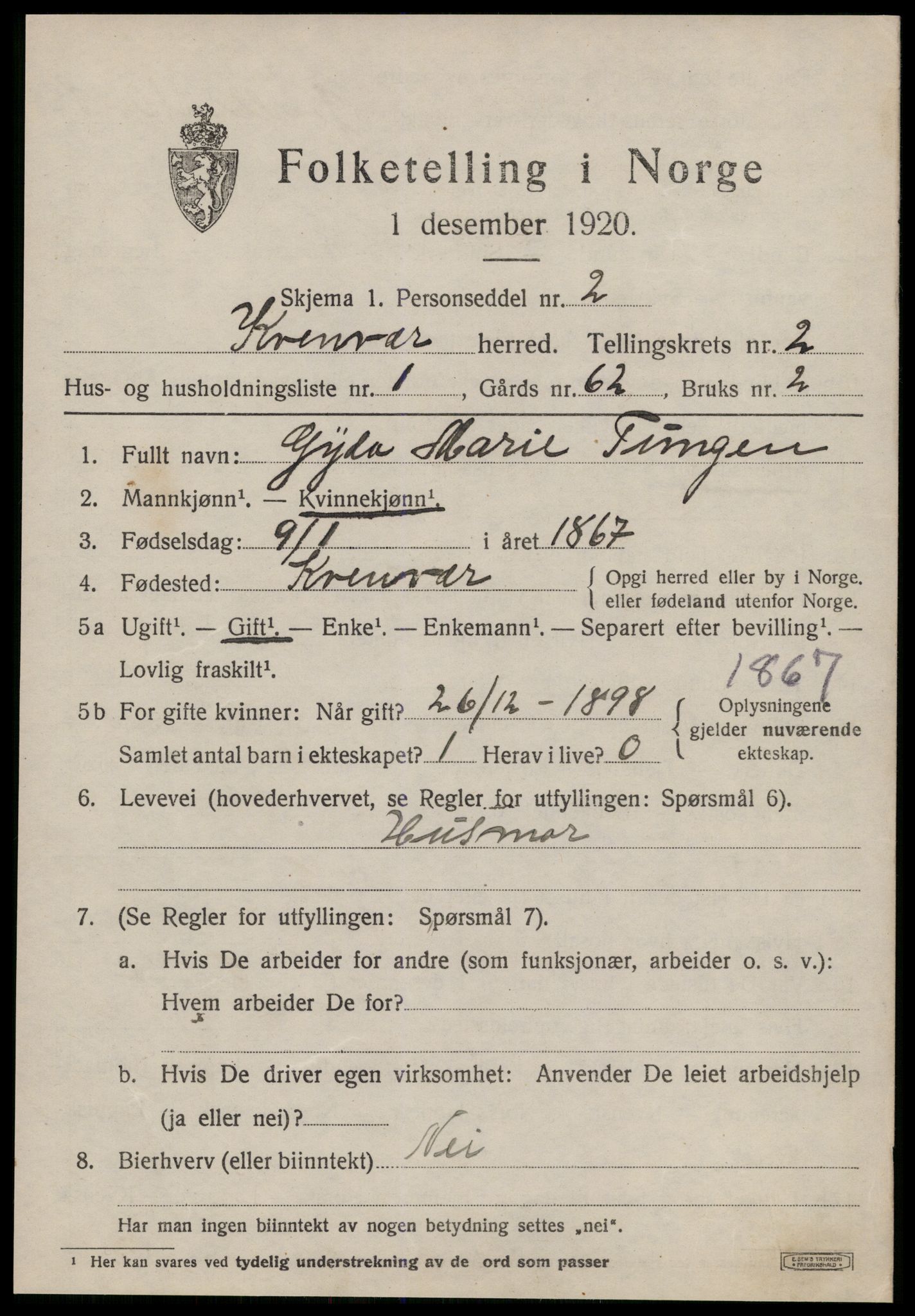 SAT, 1920 census for Kvenvær, 1920, p. 746