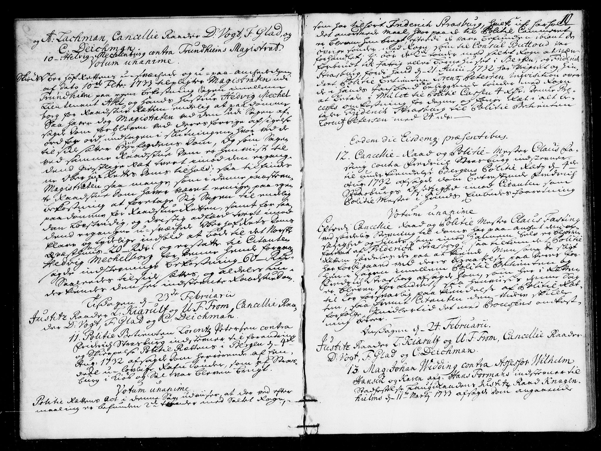 Overhoffretten 1667-1797, AV/RA-EA-2884/Ac/L0169: Voteringsprotokoll, 1734, p. 9b-10a