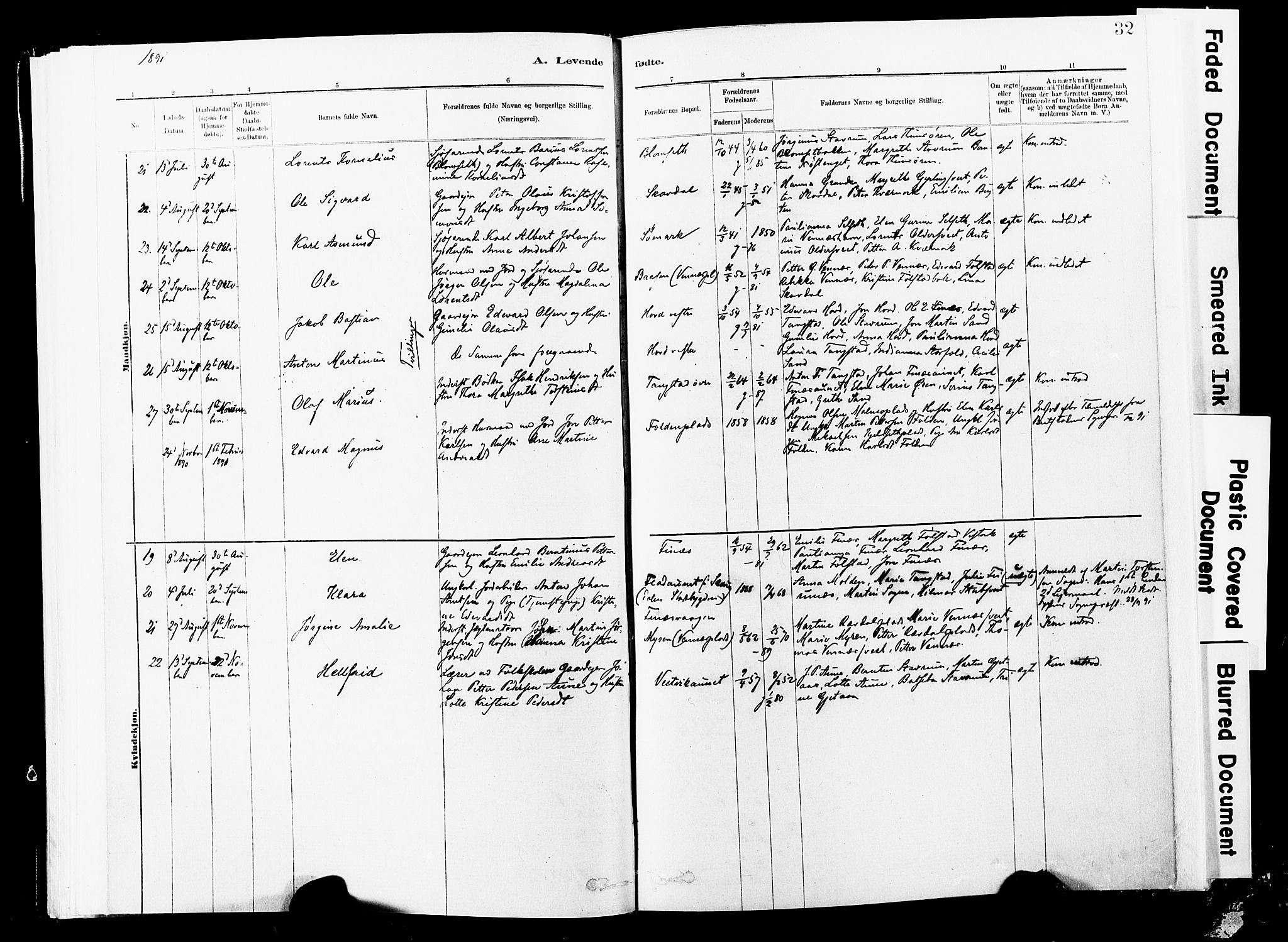 Ministerialprotokoller, klokkerbøker og fødselsregistre - Nord-Trøndelag, AV/SAT-A-1458/744/L0420: Parish register (official) no. 744A04, 1882-1904, p. 32