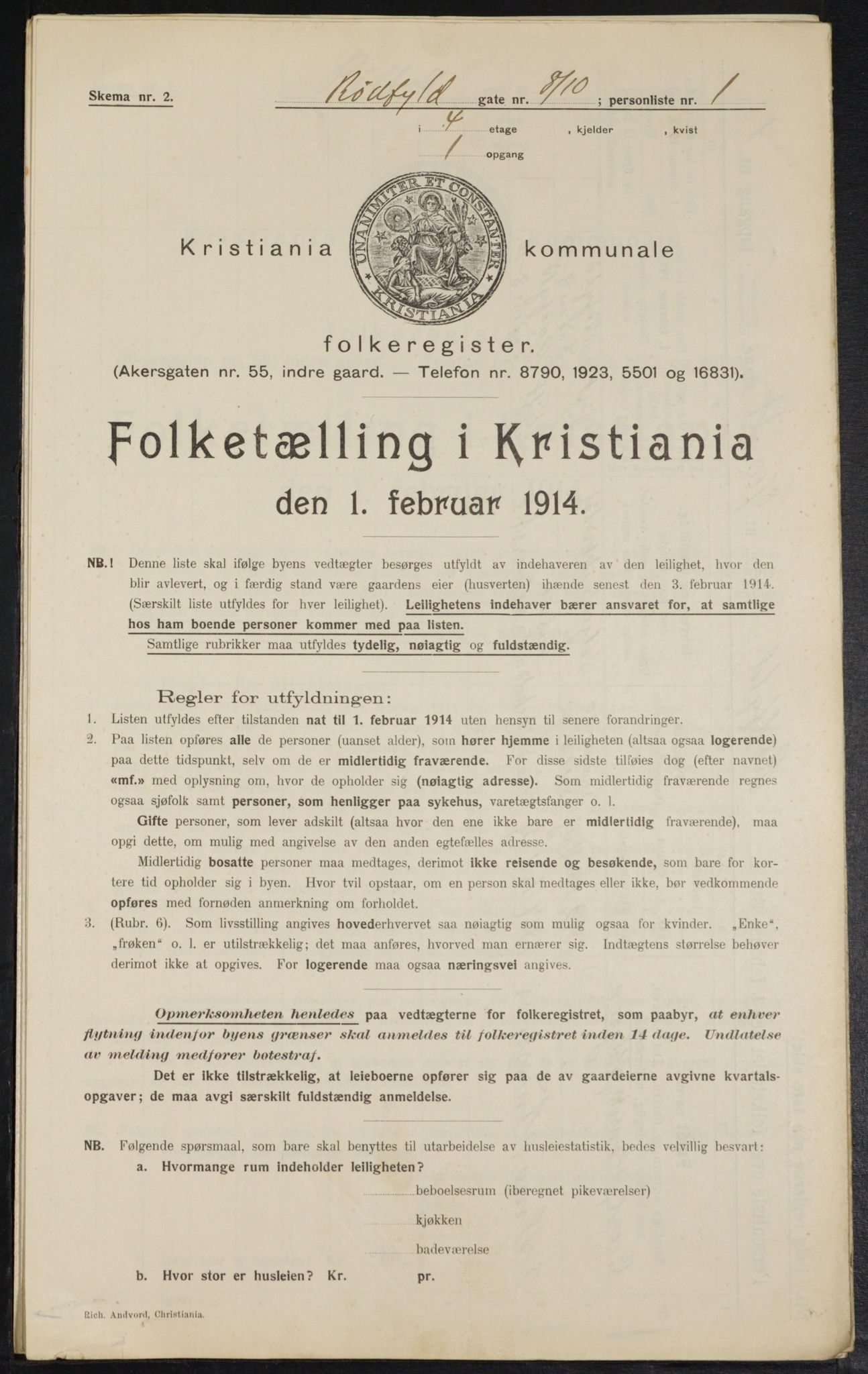 OBA, Municipal Census 1914 for Kristiania, 1914, p. 85726