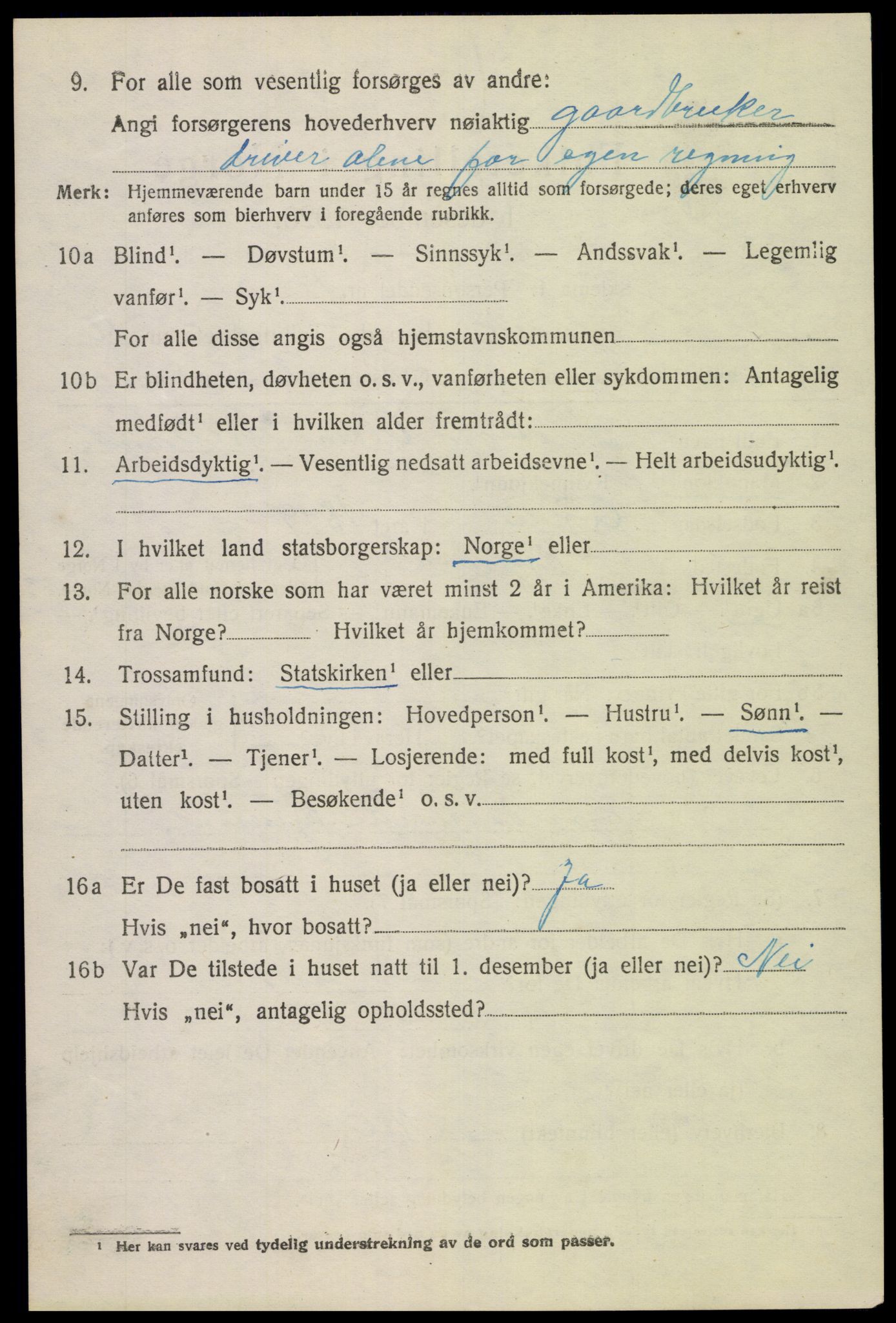 SAK, 1920 census for Gyland, 1920, p. 2201