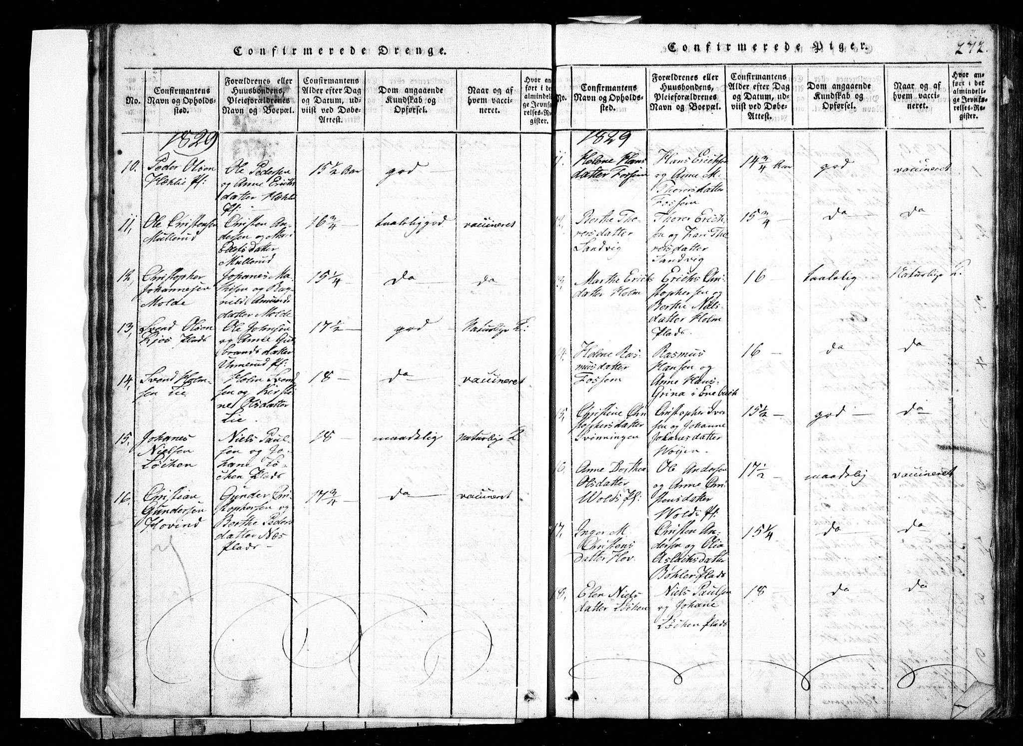 Spydeberg prestekontor Kirkebøker, AV/SAO-A-10924/G/Ga/L0001: Parish register (copy) no. I 1, 1814-1868, p. 272