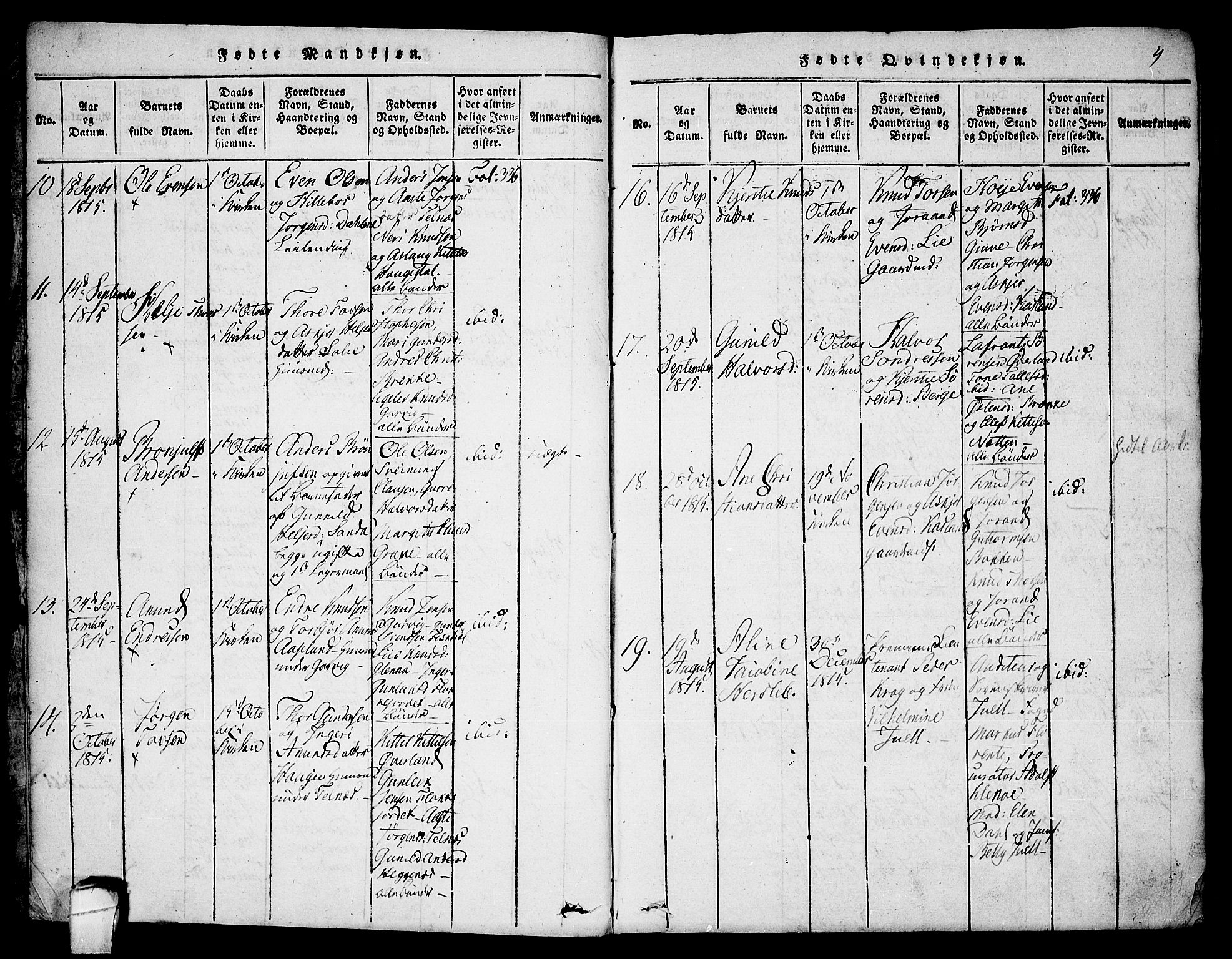 Seljord kirkebøker, SAKO/A-20/F/Fa/L0010: Parish register (official) no. I 10, 1815-1831, p. 4