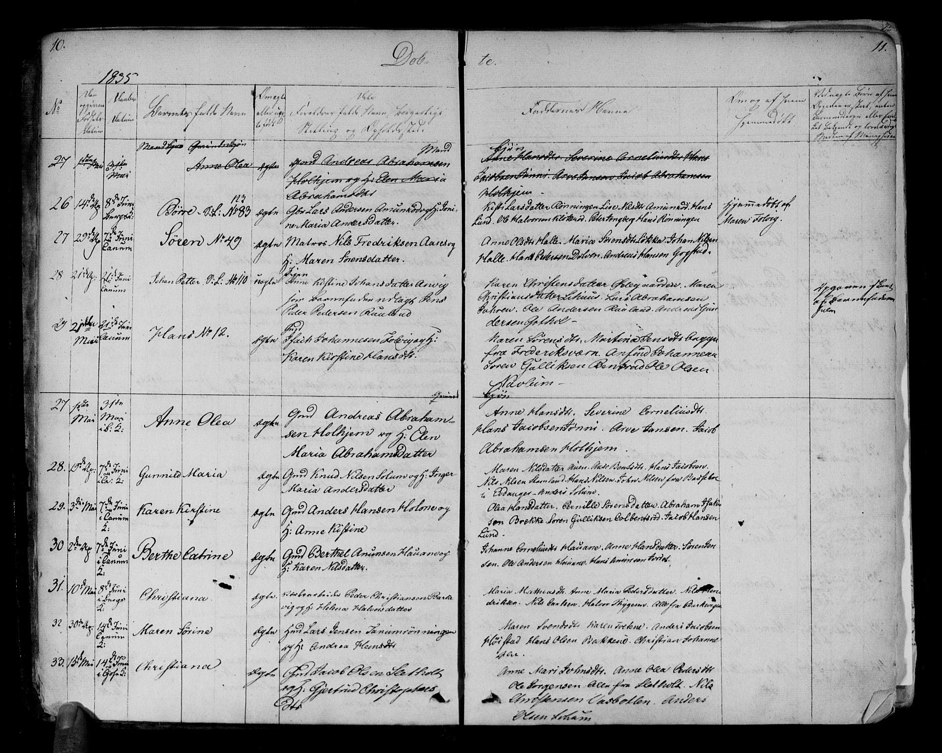 Brunlanes kirkebøker, AV/SAKO-A-342/F/Fa/L0003: Parish register (official) no. I 3, 1834-1845, p. 10-11