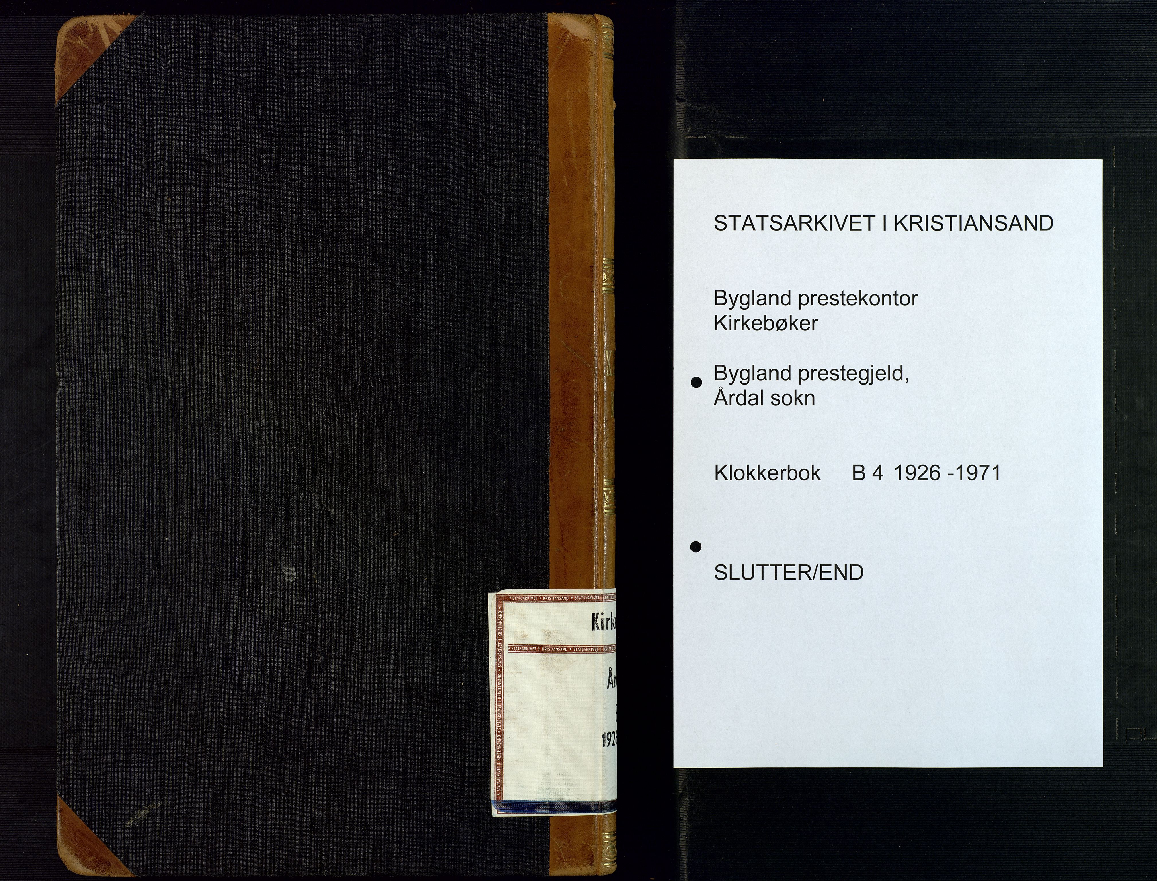 Bygland sokneprestkontor, AV/SAK-1111-0006/F/Fb/Fbd/L0004: Parish register (copy) no. B 4, 1926-1971