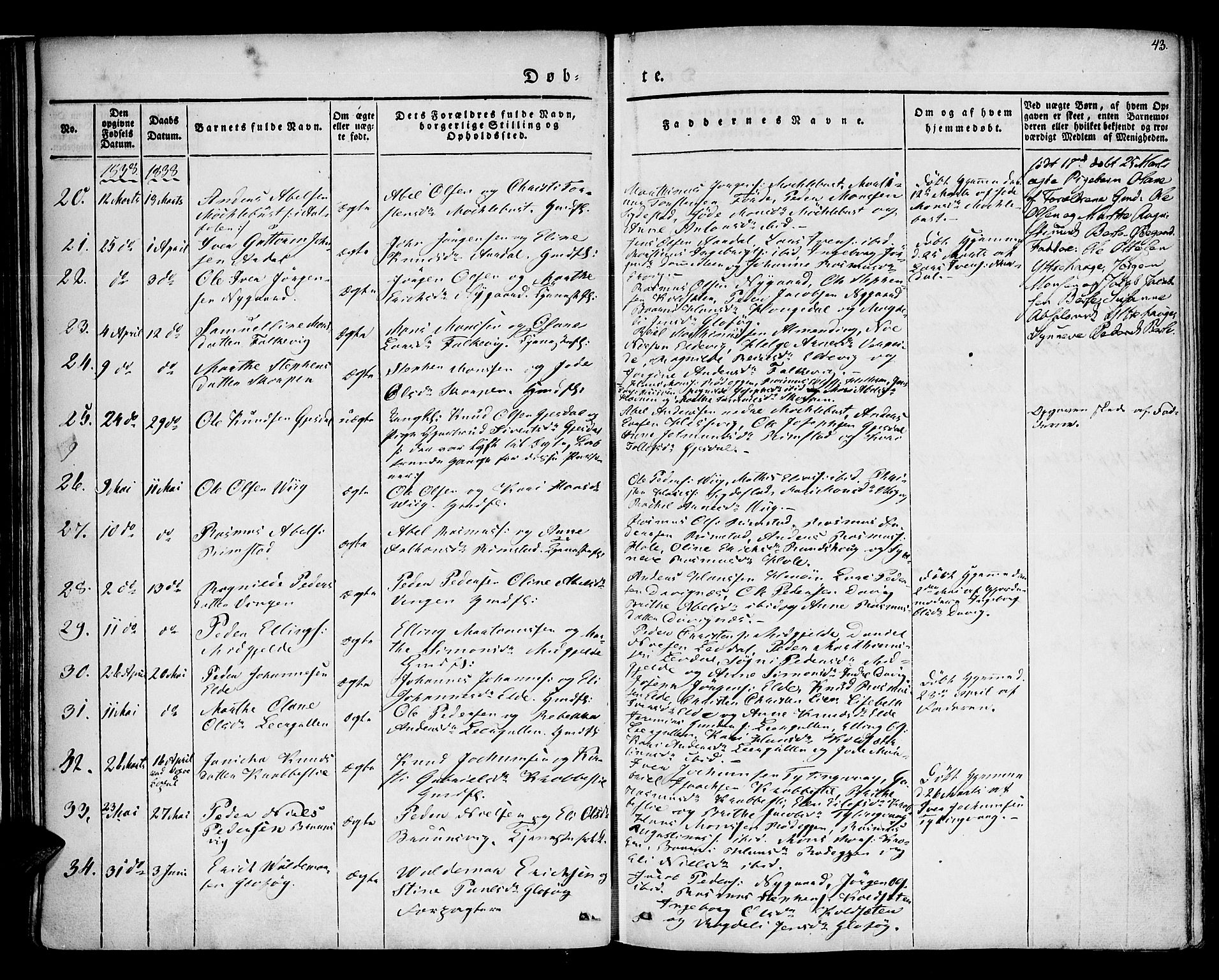 Davik sokneprestembete, SAB/A-79701/H/Haa/Haaa/L0004: Parish register (official) no. A 4, 1830-1849, p. 43