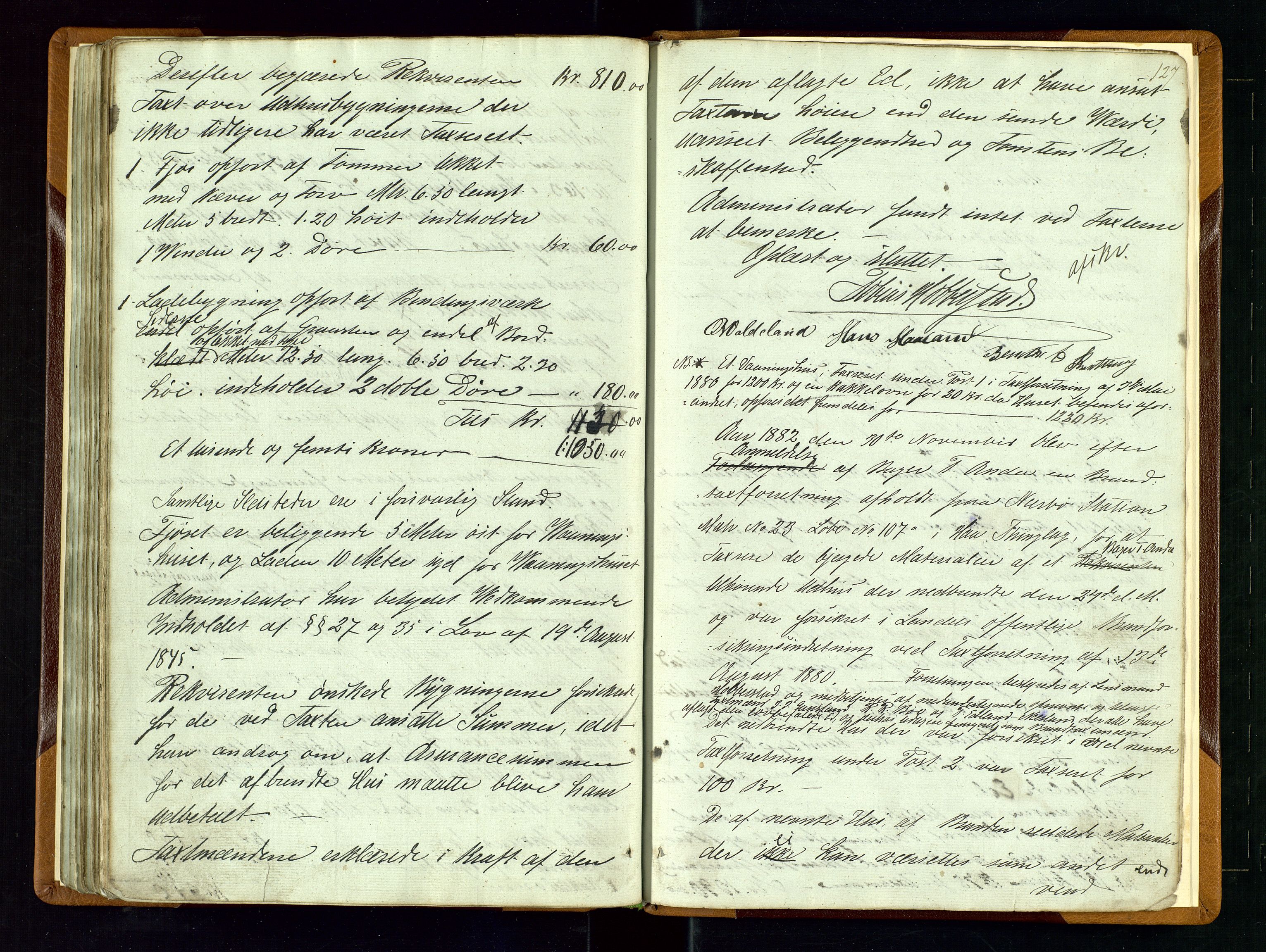 Hå lensmannskontor, AV/SAST-A-100456/Goa/L0001: Takstprotokoll-Valle skipreie, 1846-1883, p. 126b-127a
