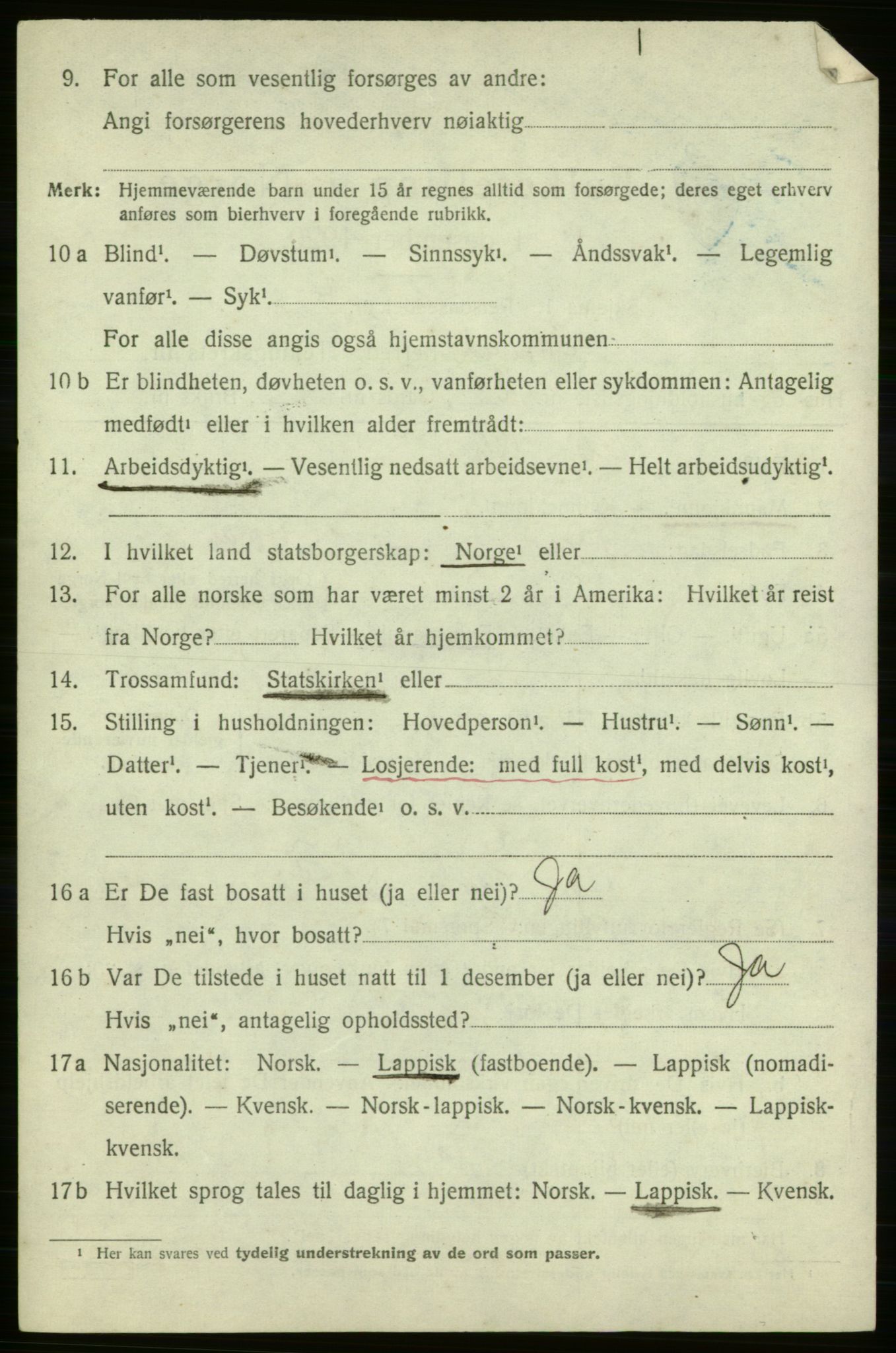 SATØ, 1920 census for Gamvik, 1920, p. 3567