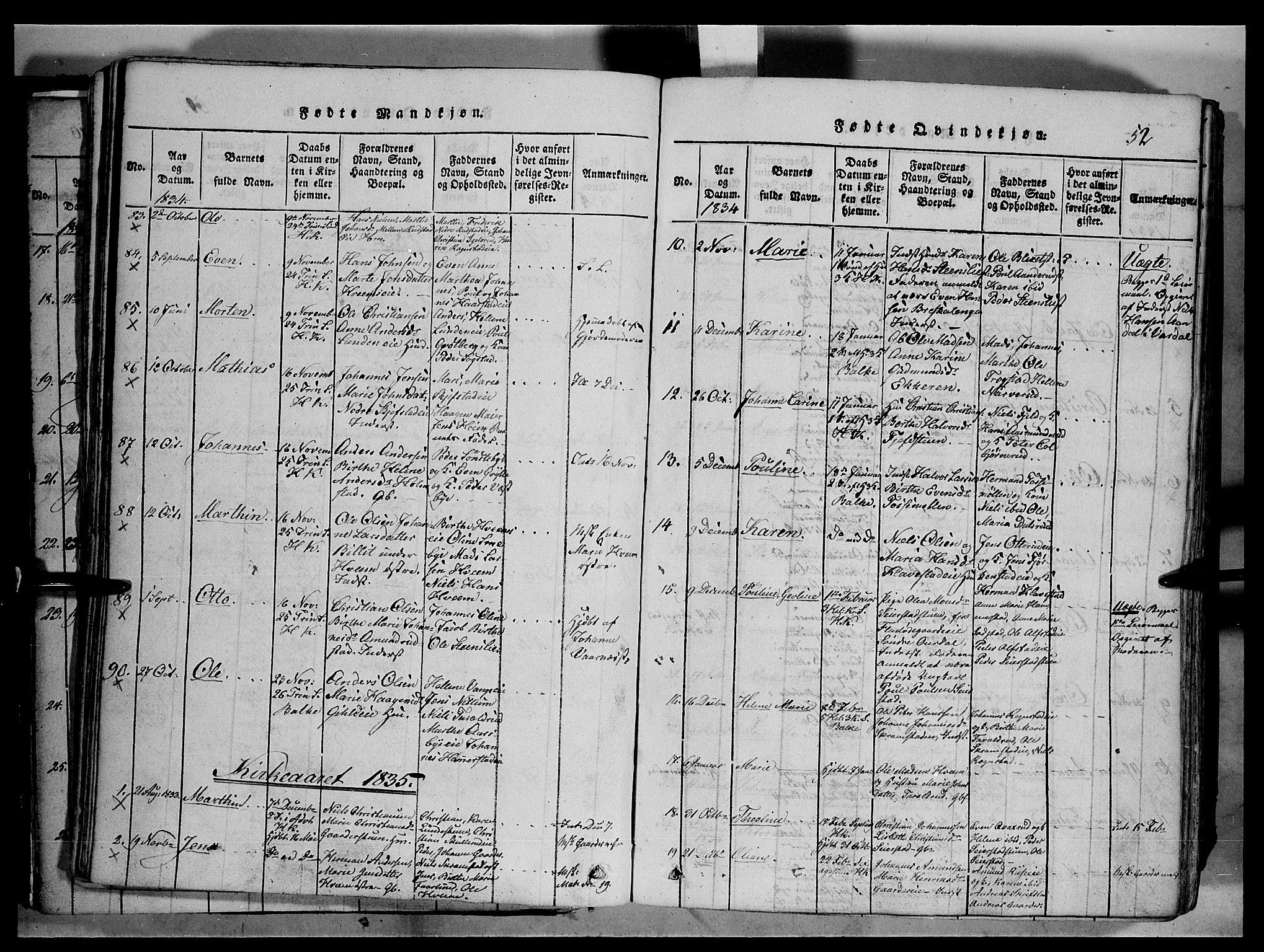 Østre Toten prestekontor, AV/SAH-PREST-104/H/Ha/Haa/L0001: Parish register (official) no. 1, 1828-1839, p. 52