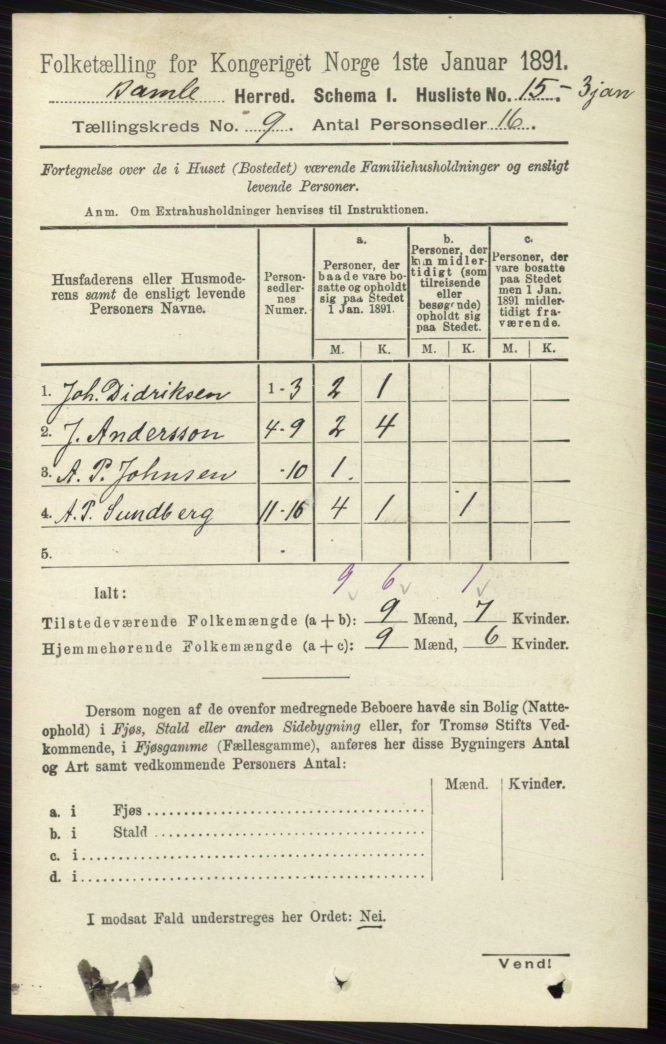 RA, 1891 census for 0814 Bamble, 1891, p. 4013