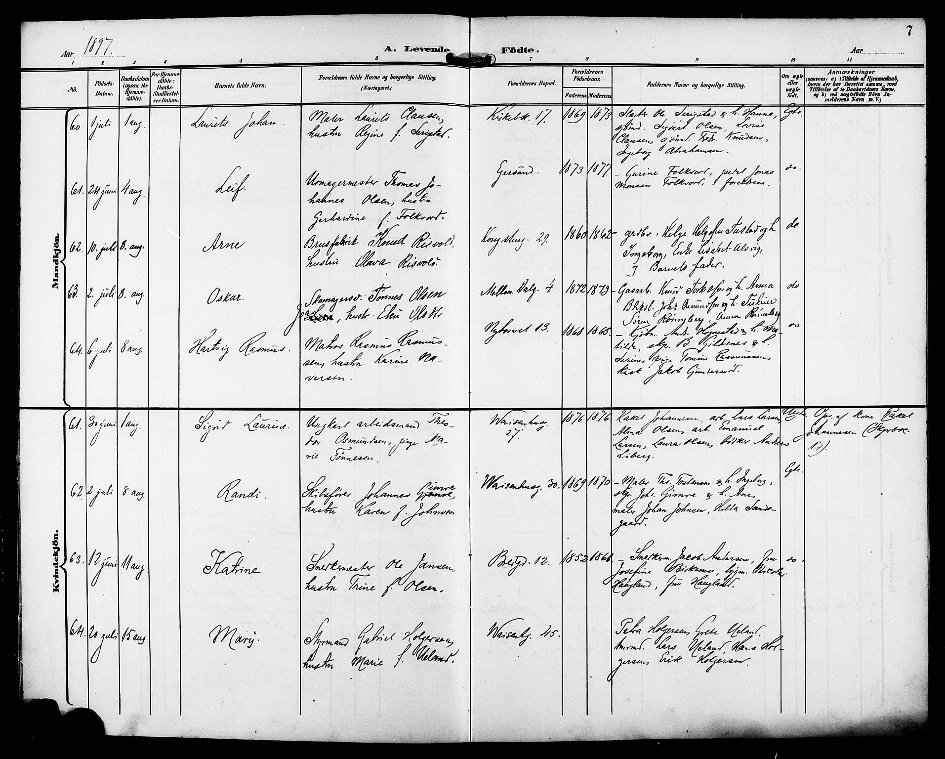 St. Petri sokneprestkontor, AV/SAST-A-101813/001/30/30BB/L0008: Parish register (copy) no. B 8, 1897-1905, p. 7