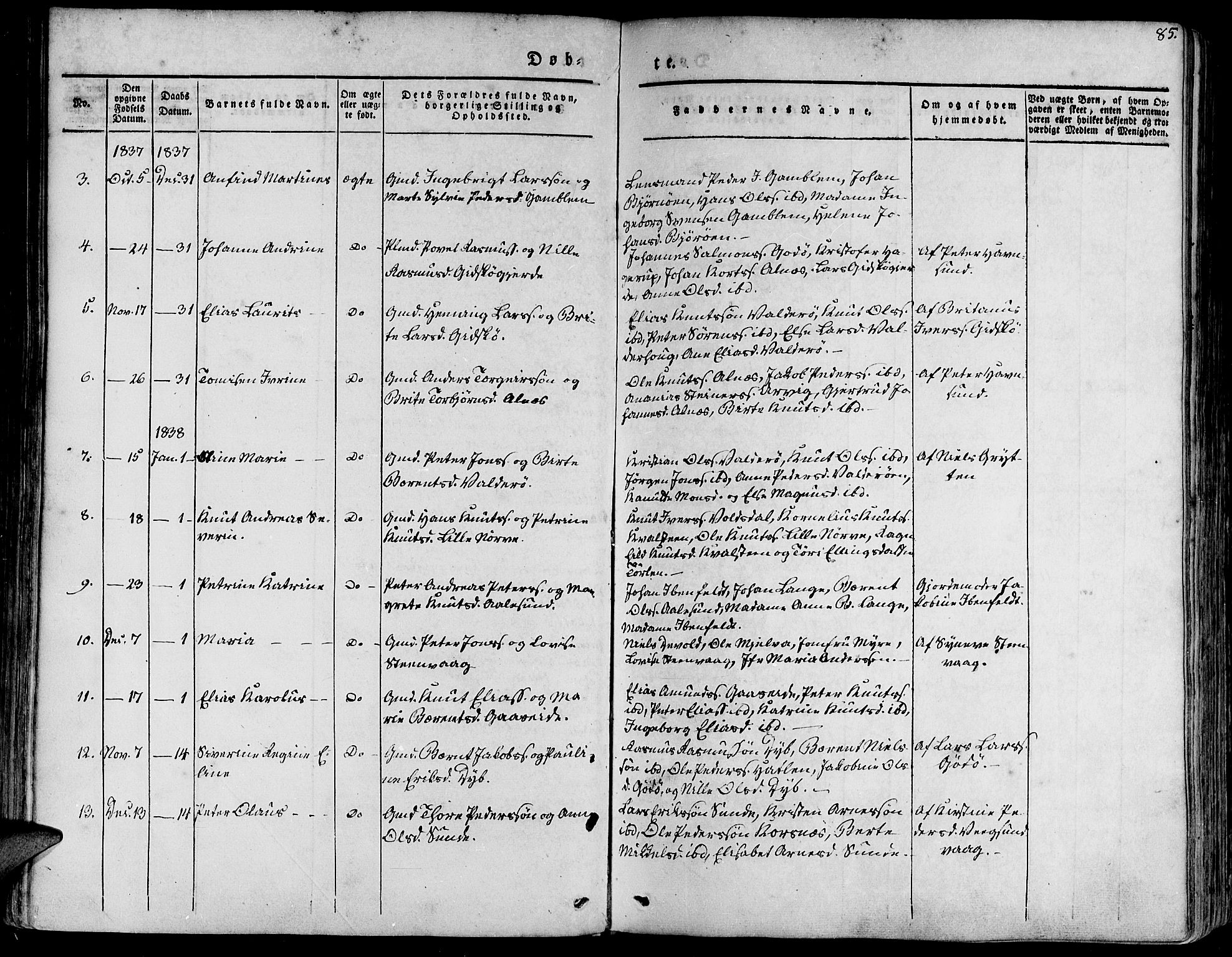 Ministerialprotokoller, klokkerbøker og fødselsregistre - Møre og Romsdal, AV/SAT-A-1454/528/L0395: Parish register (official) no. 528A06, 1828-1839, p. 85