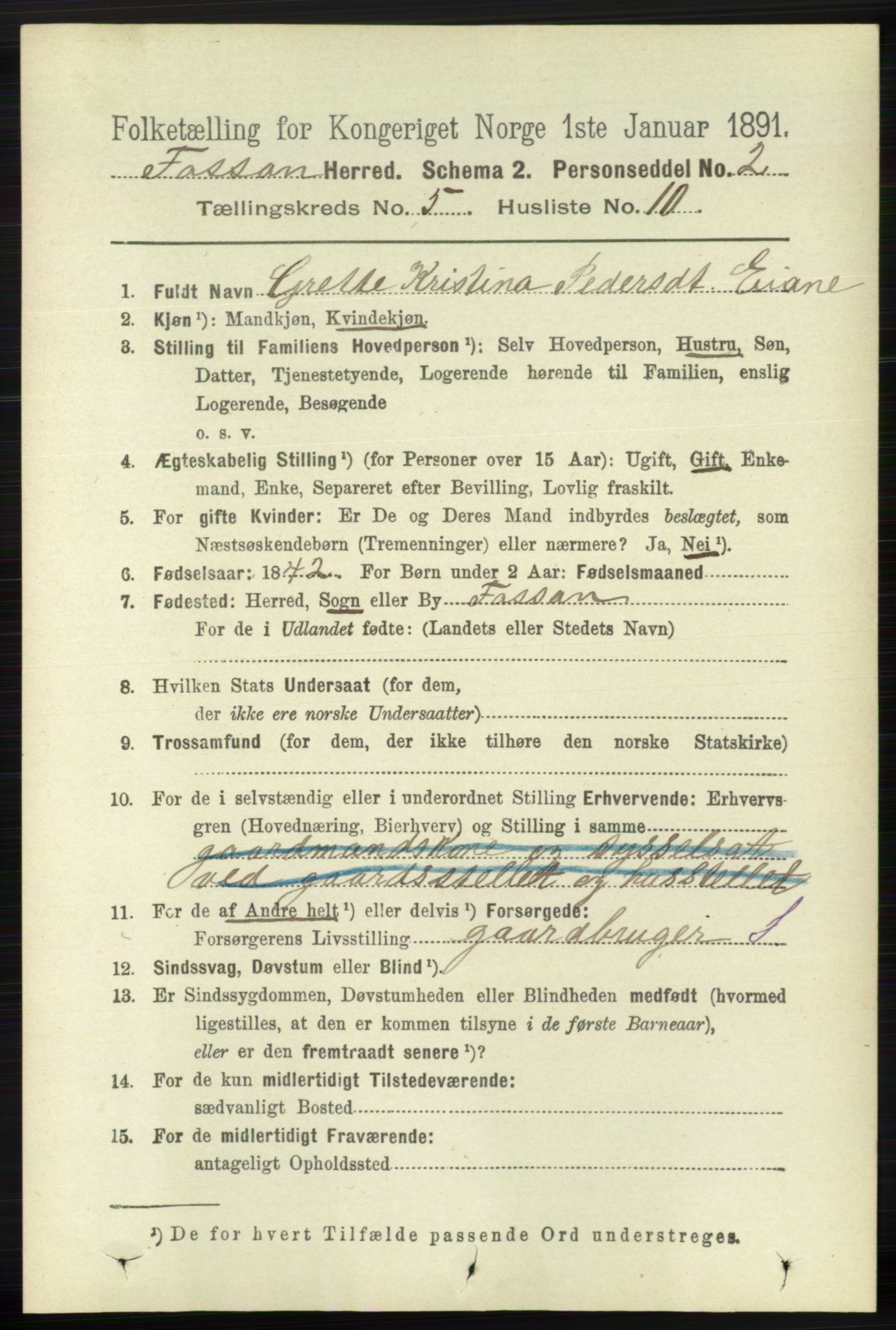 RA, 1891 census for 1129 Forsand, 1891, p. 828