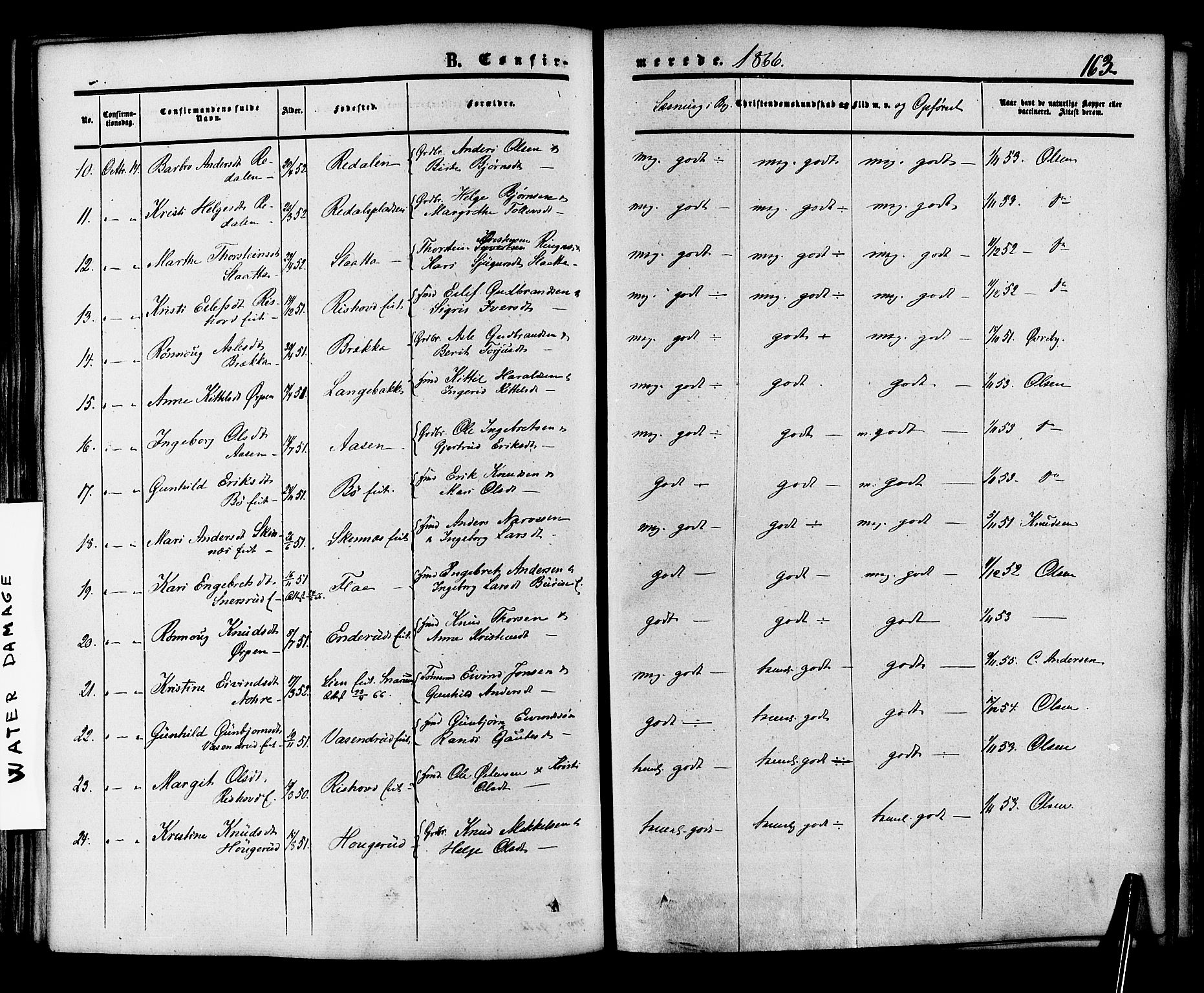 Krødsherad kirkebøker, AV/SAKO-A-19/F/Fa/L0003: Parish register (official) no. 3, 1851-1872, p. 163