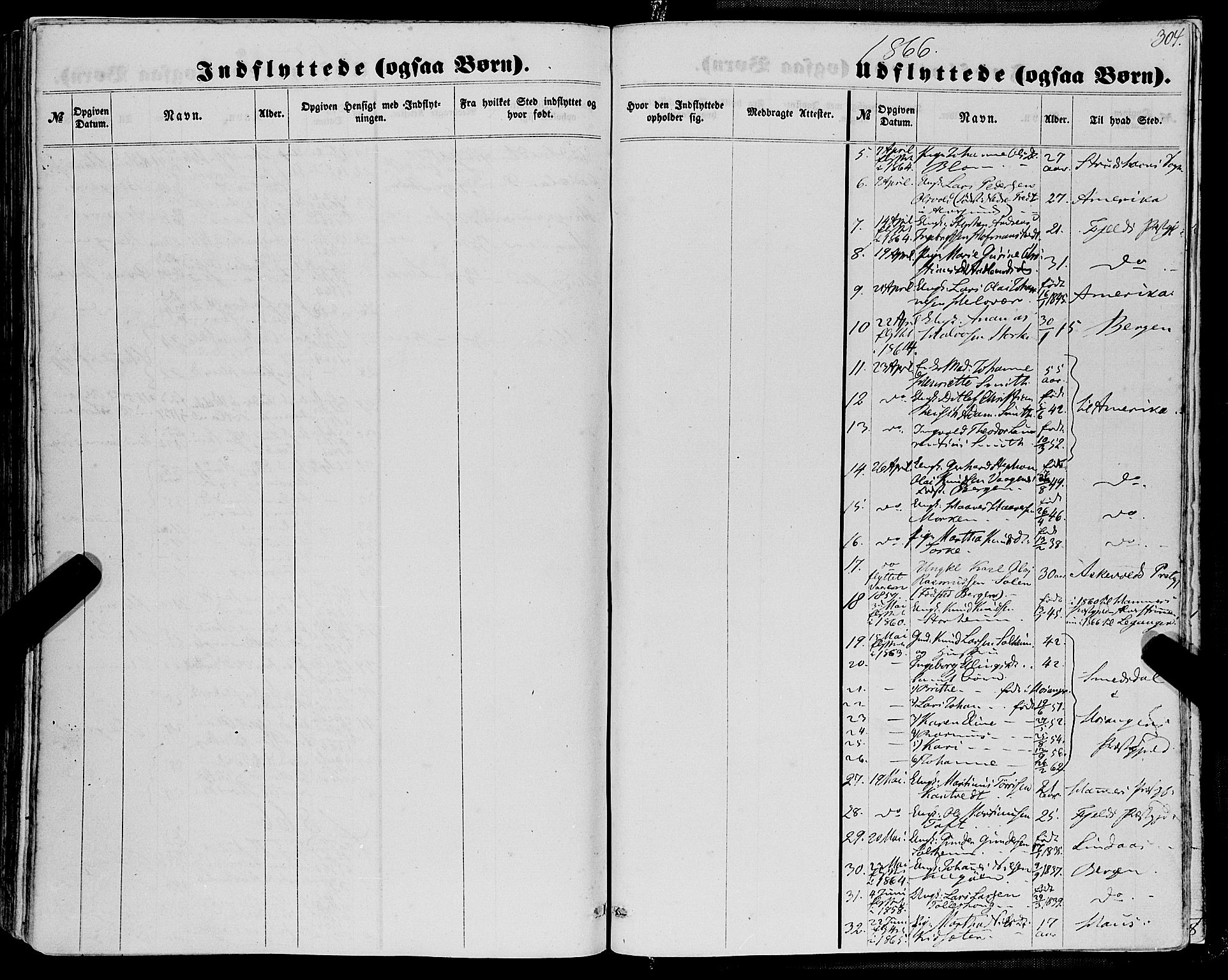 Manger sokneprestembete, SAB/A-76801/H/Haa: Parish register (official) no. A 7, 1860-1870, p. 304