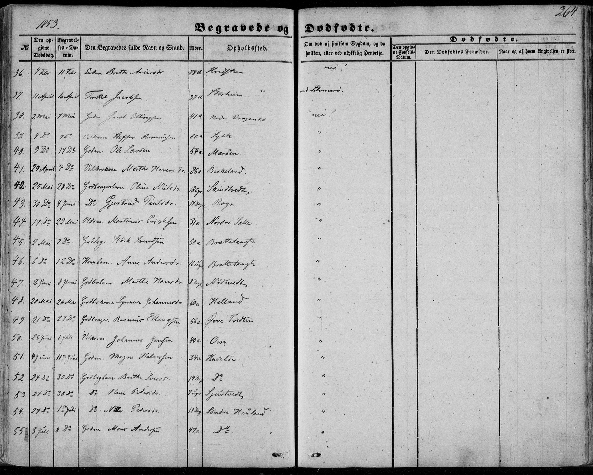 Manger sokneprestembete, AV/SAB-A-76801/H/Haa: Parish register (official) no. A 6, 1849-1859, p. 264