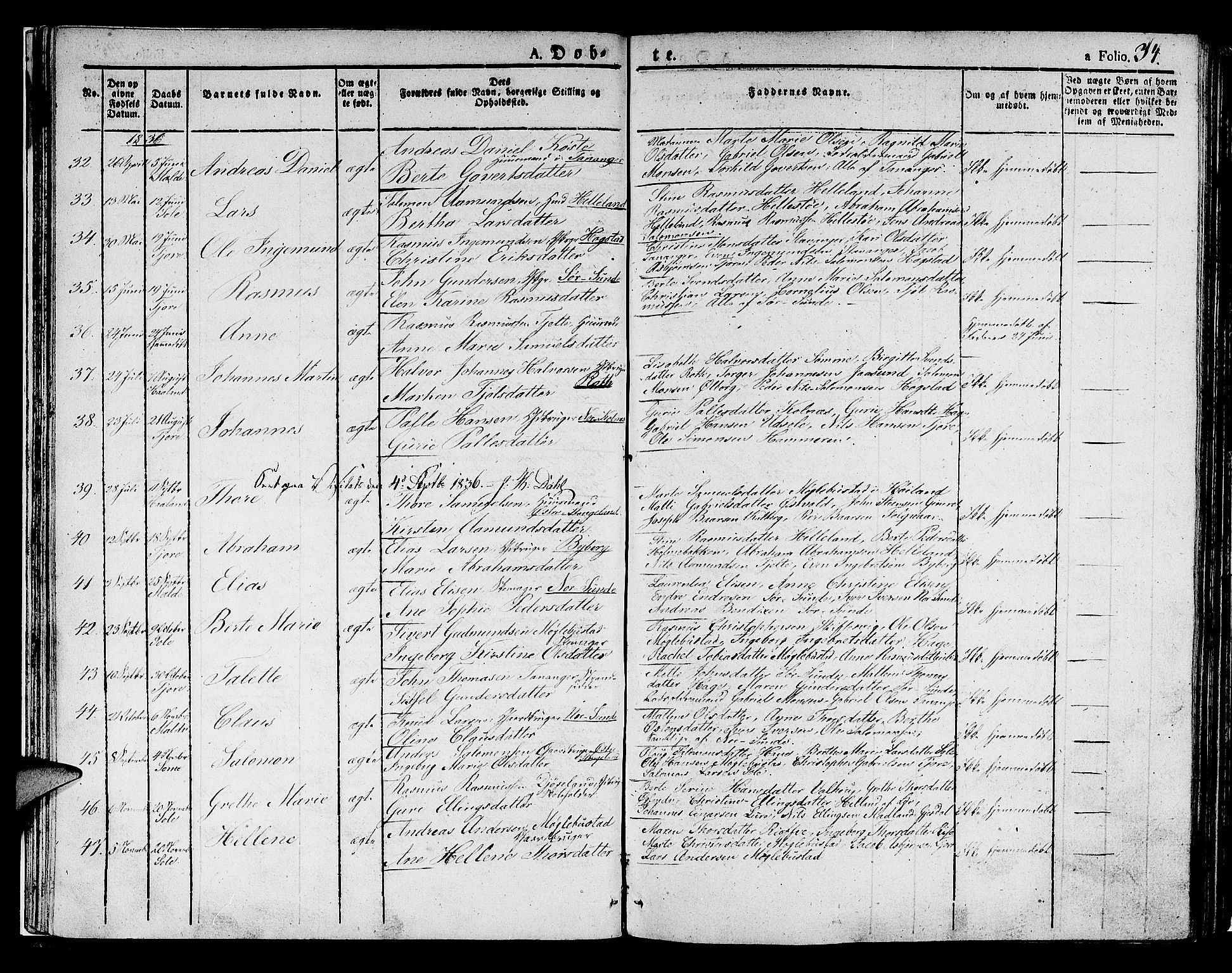 Håland sokneprestkontor, AV/SAST-A-101802/001/30BA/L0005: Parish register (official) no. A 5, 1829-1841, p. 34