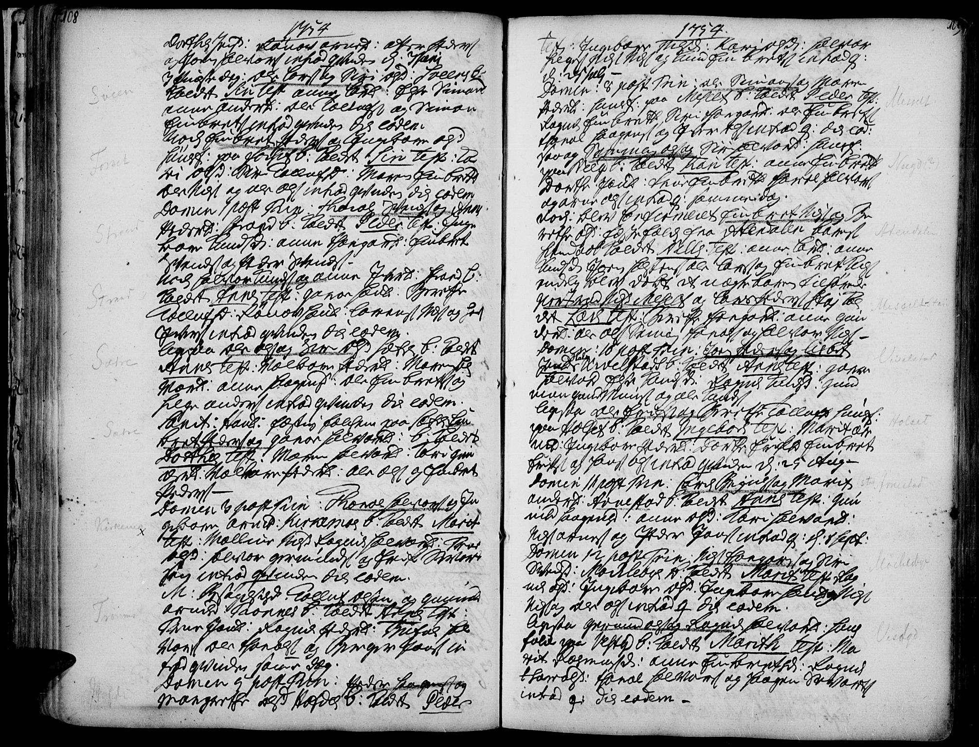 Åmot prestekontor, Hedmark, AV/SAH-PREST-056/H/Ha/Haa/L0002: Parish register (official) no. 2, 1734-1779, p. 108-109