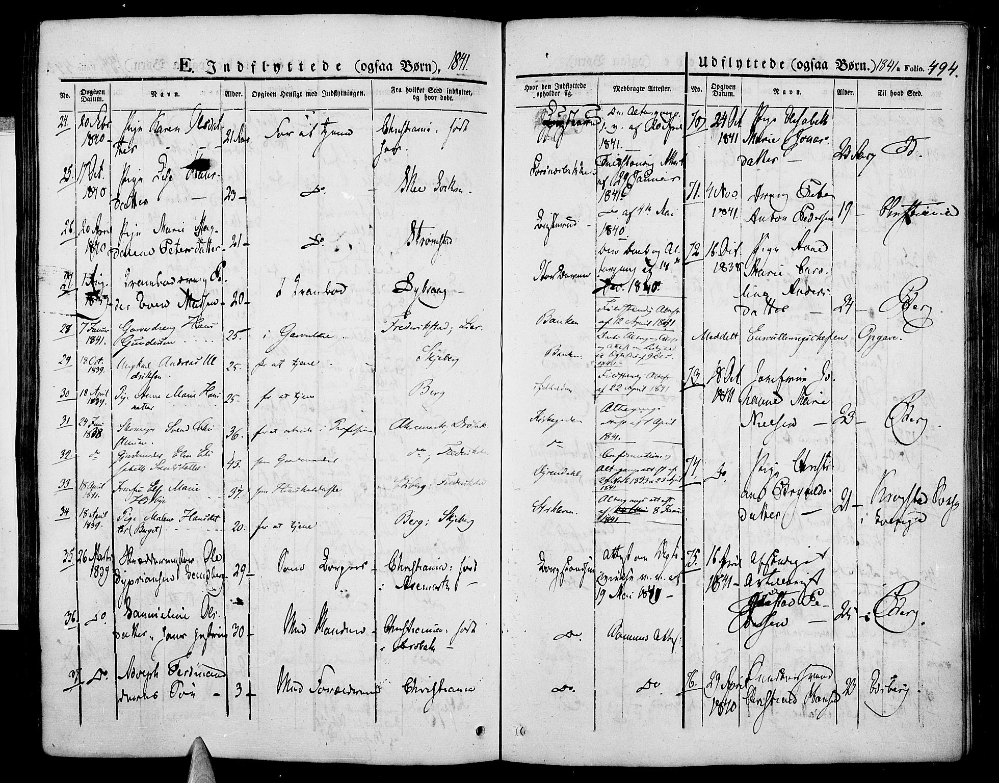 Halden prestekontor Kirkebøker, AV/SAO-A-10909/F/Fa/L0005: Parish register (official) no. I 5, 1834-1845, p. 494