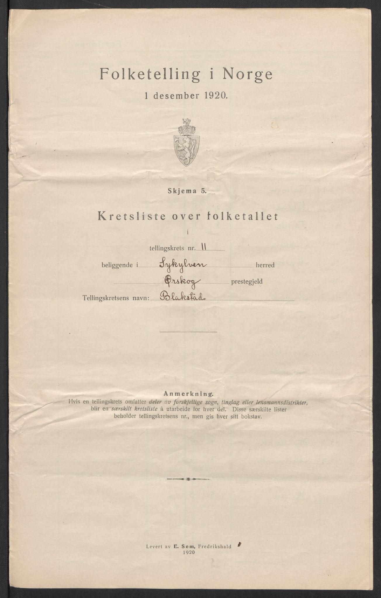 SAT, 1920 census for Sykkylven, 1920, p. 37