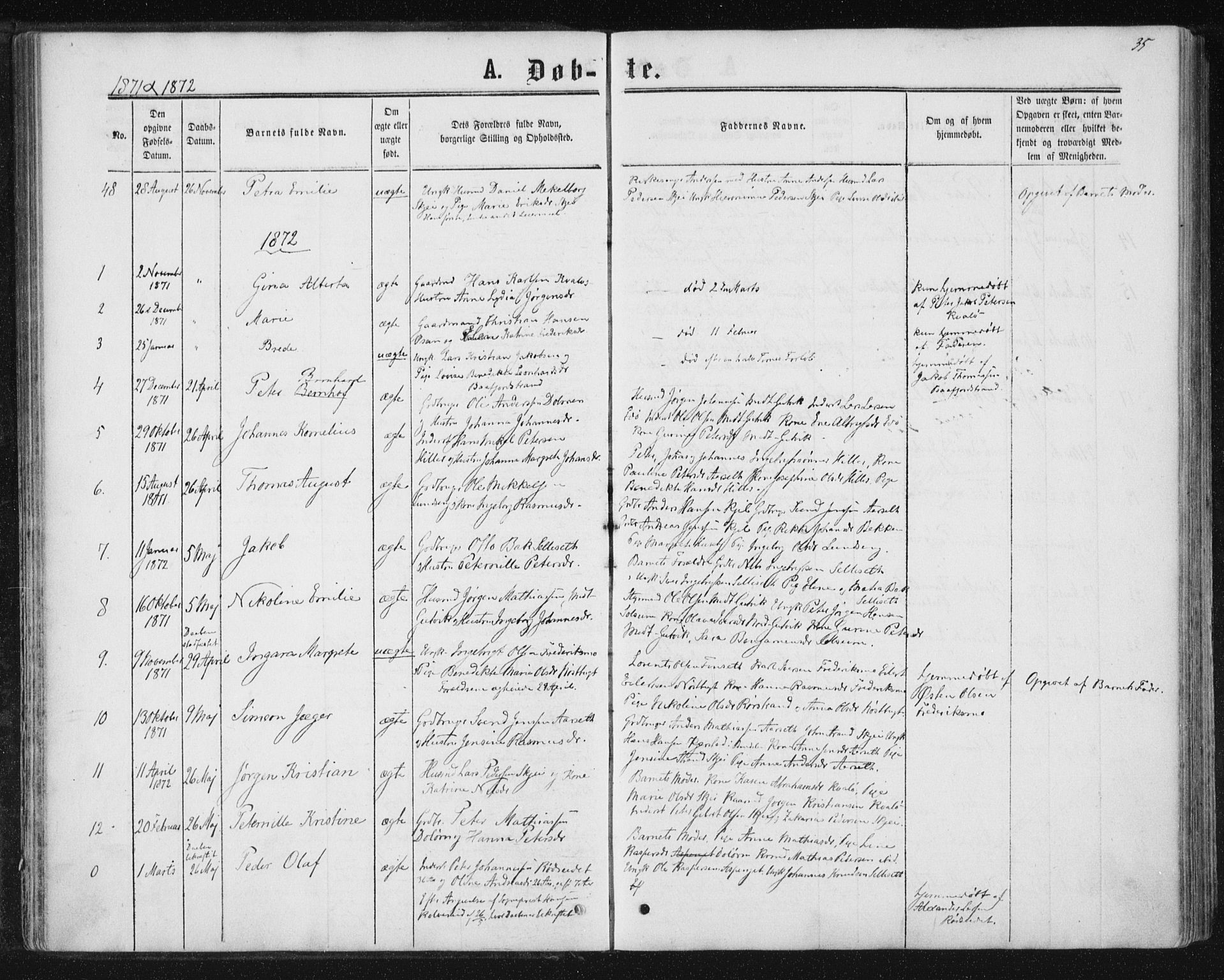 Ministerialprotokoller, klokkerbøker og fødselsregistre - Nord-Trøndelag, SAT/A-1458/788/L0696: Parish register (official) no. 788A03, 1863-1877, p. 35
