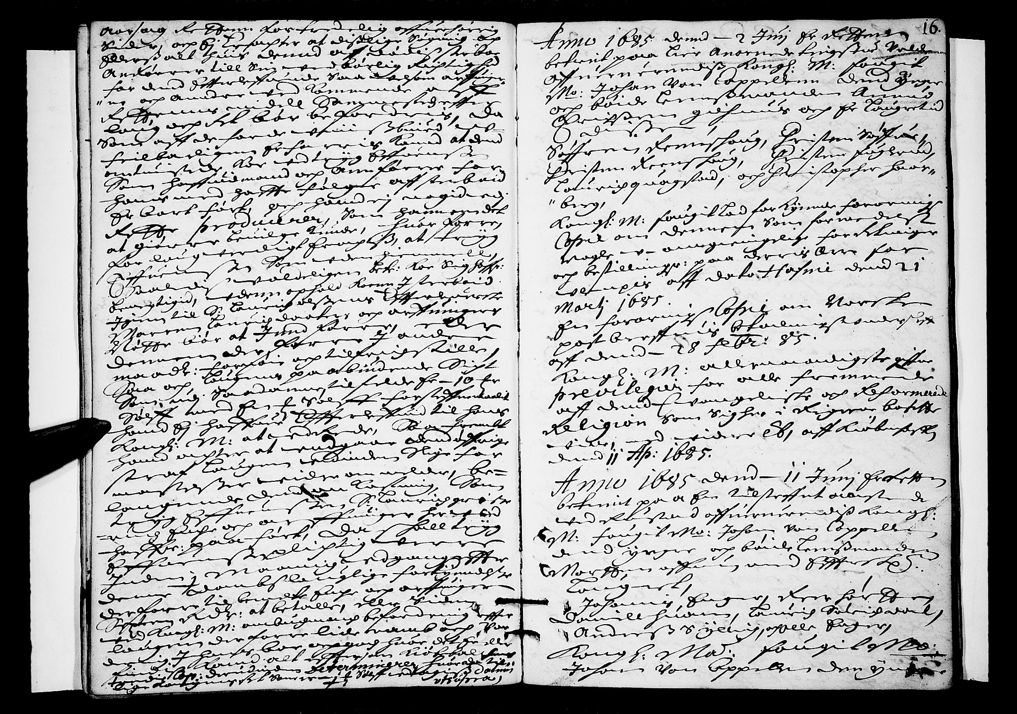 Lier, Røyken og Hurum sorenskriveri, AV/SAKO-A-89/F/Fa/L0026: Tingbok, 1685, p. 16