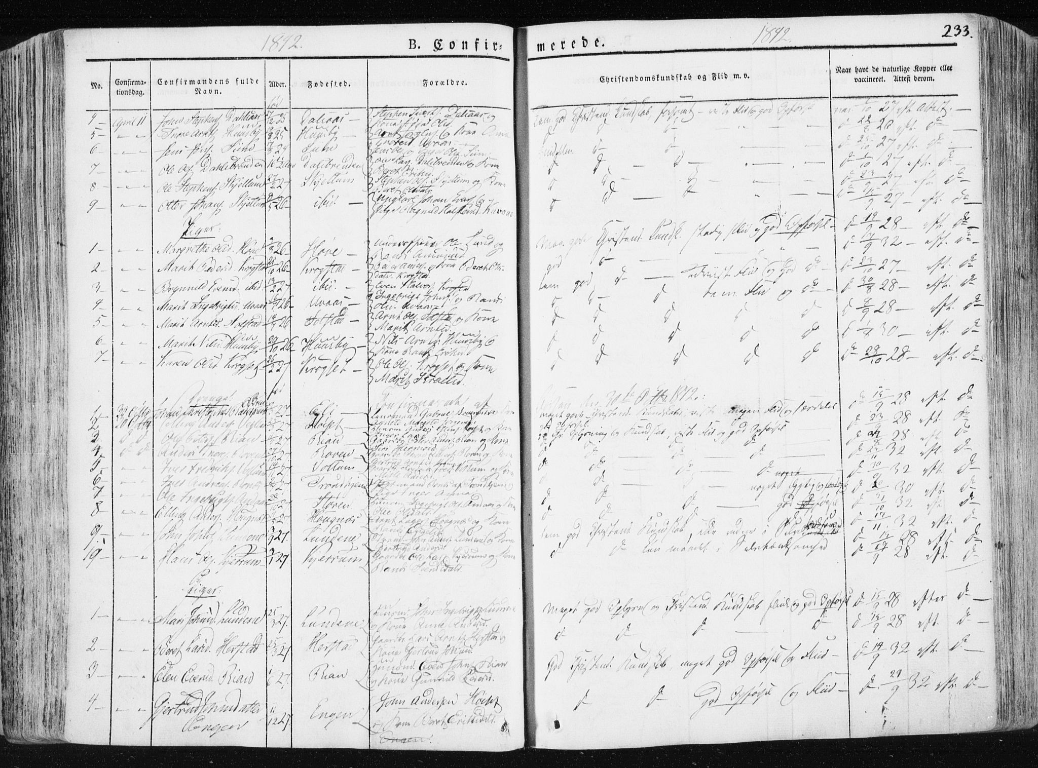 Ministerialprotokoller, klokkerbøker og fødselsregistre - Sør-Trøndelag, AV/SAT-A-1456/665/L0771: Parish register (official) no. 665A06, 1830-1856, p. 233