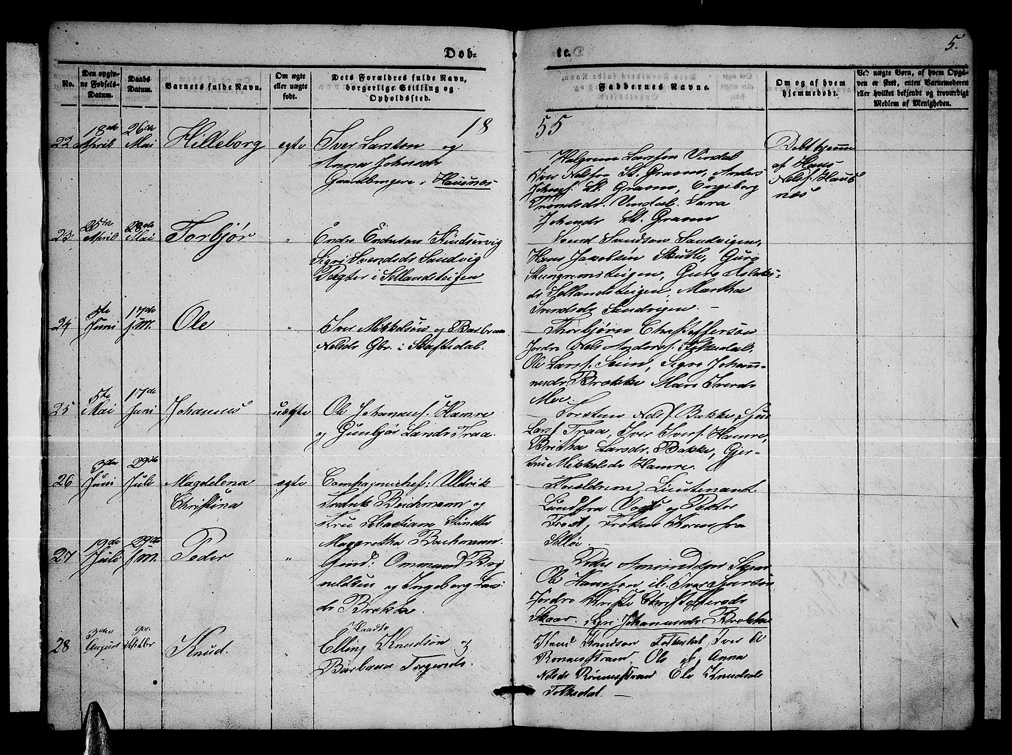 Ulvik sokneprestembete, SAB/A-78801/H/Hab: Parish register (copy) no. B 1, 1855-1868, p. 5