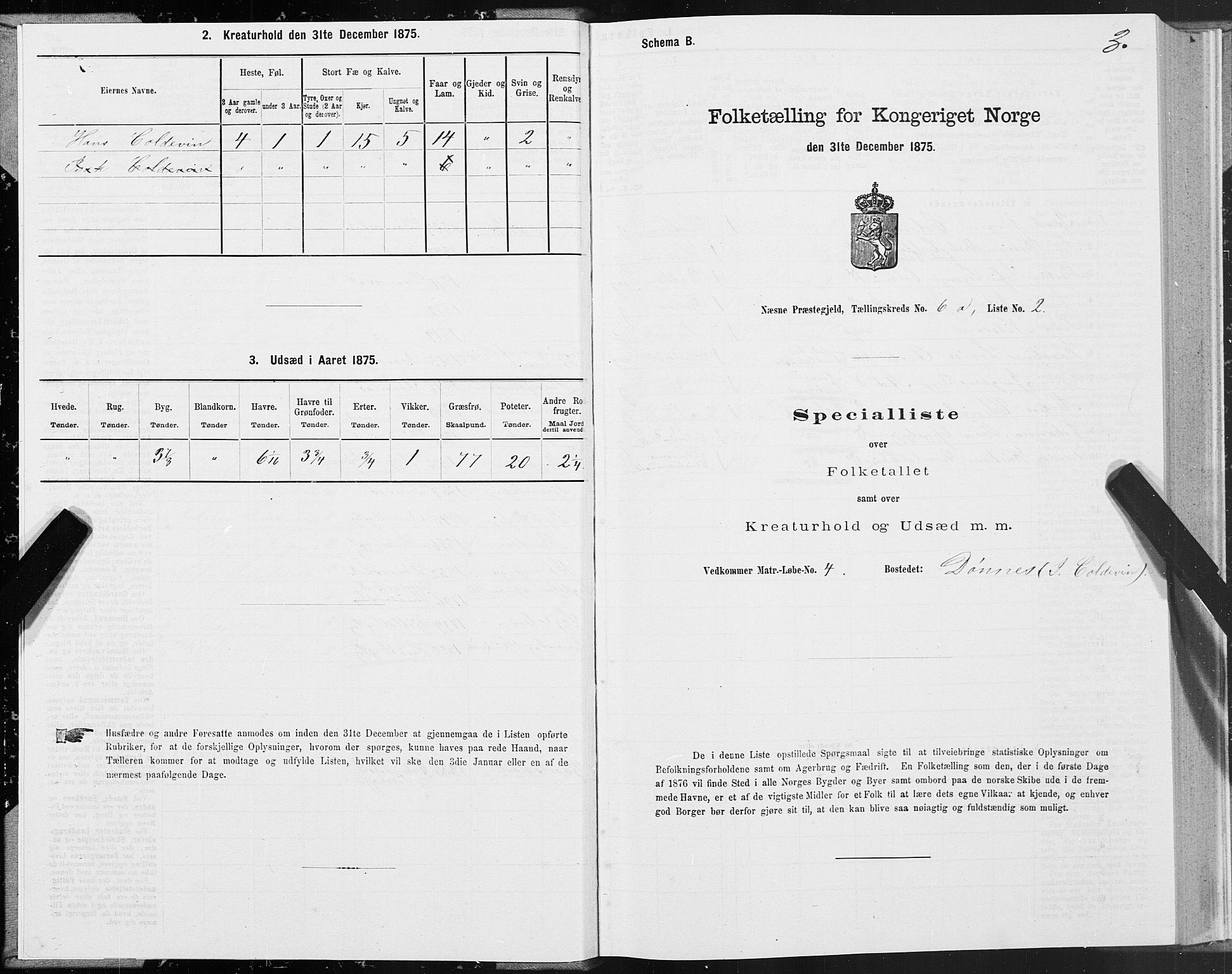 SAT, 1875 census for 1828P Nesna, 1875, p. 5003