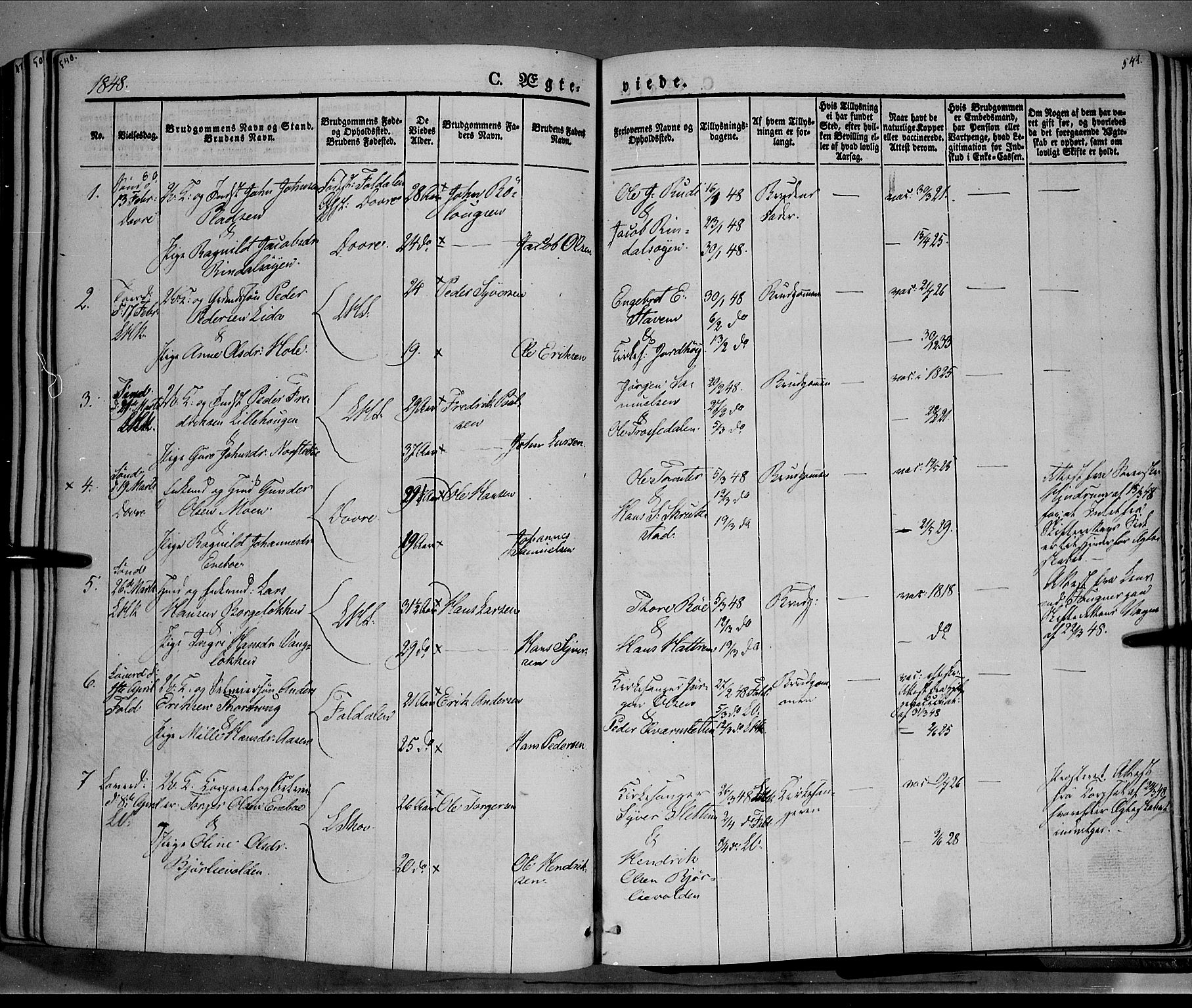 Lesja prestekontor, SAH/PREST-068/H/Ha/Haa/L0006: Parish register (official) no. 6A, 1843-1854, p. 540-541