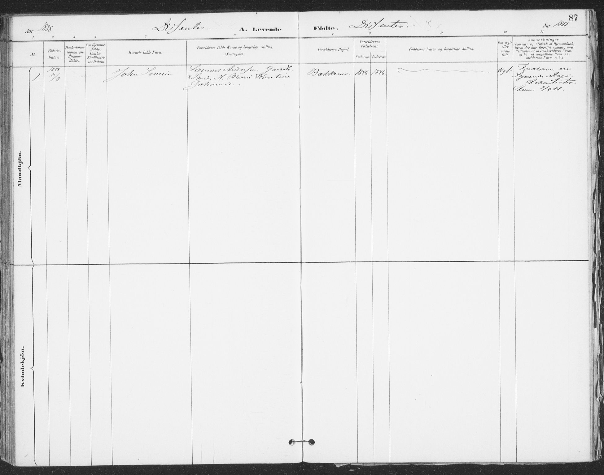 Ibestad sokneprestembete, SATØ/S-0077/H/Ha/Haa/L0015kirke: Parish register (official) no. 15, 1888-1899, p. 87