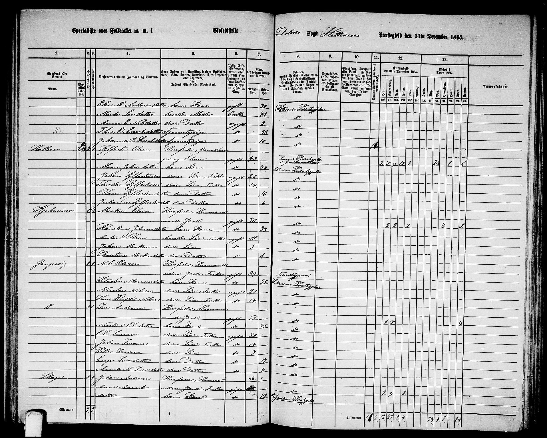 RA, 1865 census for Hitra, 1865, p. 151