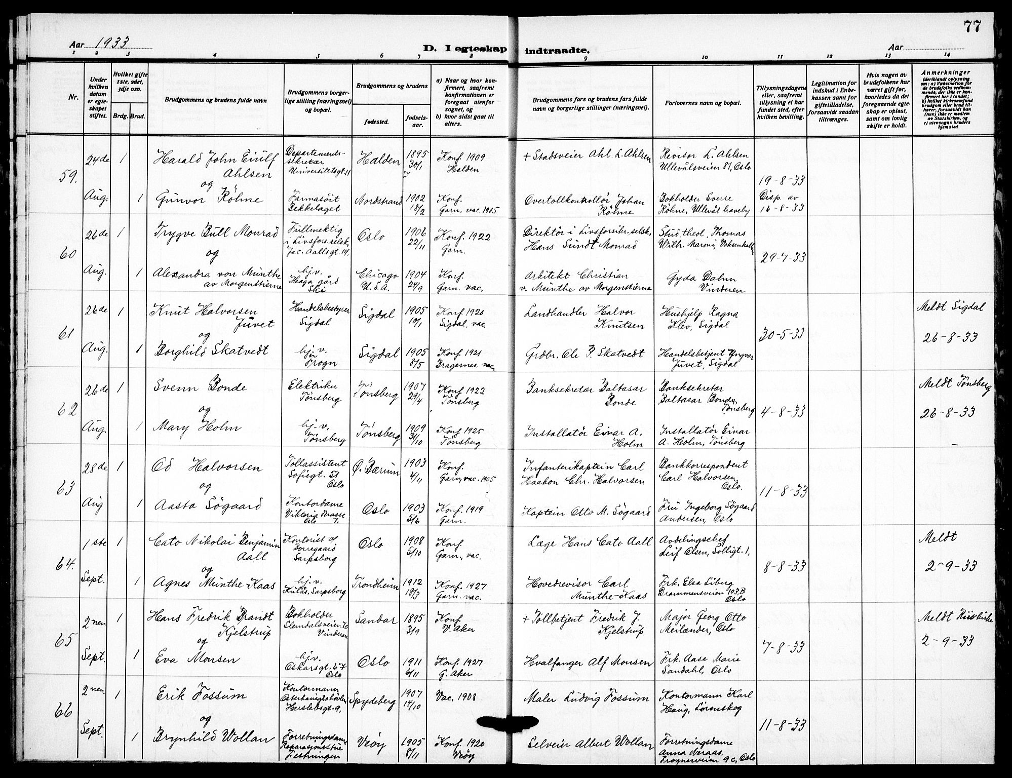 Garnisonsmenigheten Kirkebøker, AV/SAO-A-10846/F/Fa/L0019: Parish register (official) no. 19, 1928-1938, p. 77