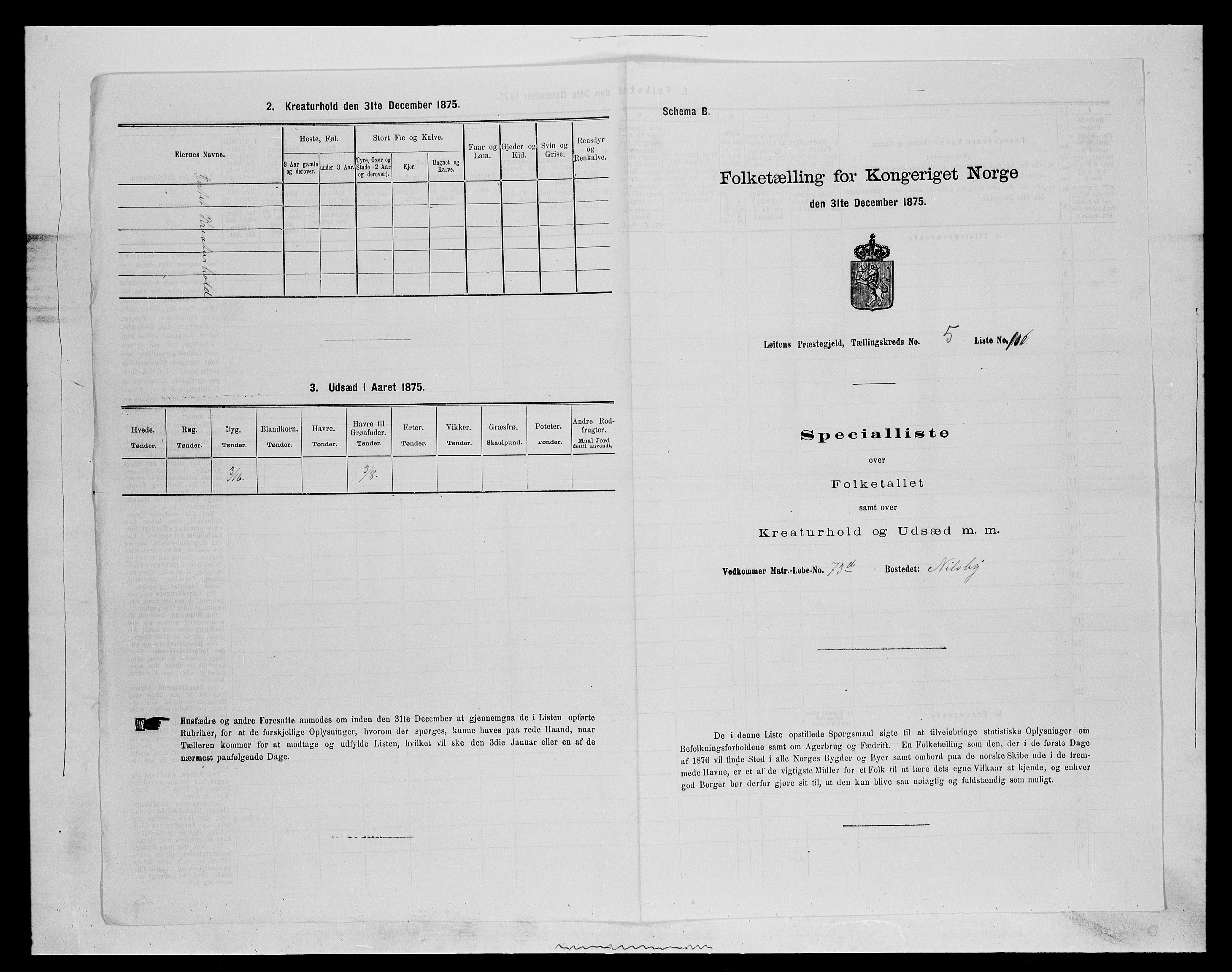 SAH, 1875 census for 0415P Løten, 1875, p. 1244