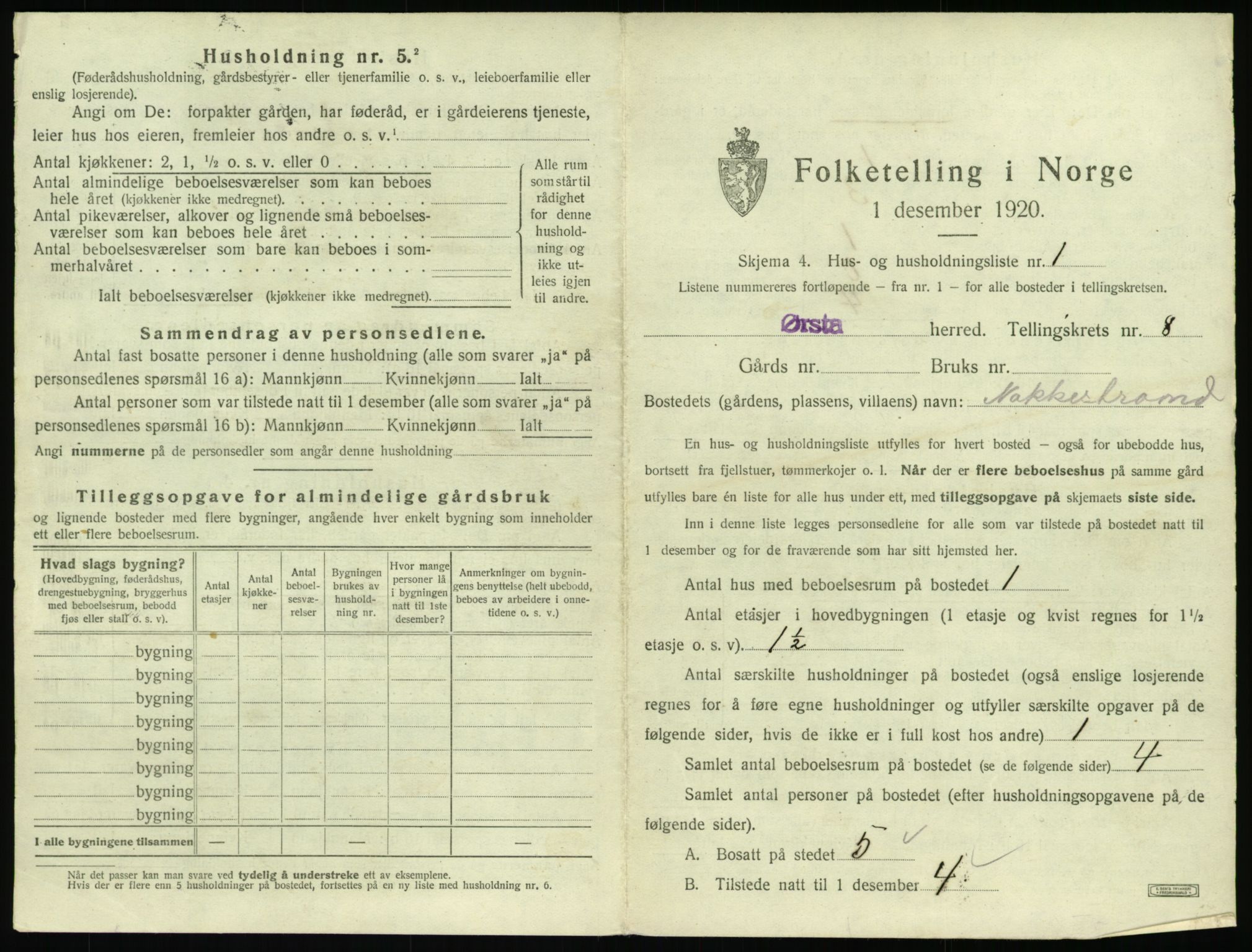 SAT, 1920 census for Ørsta, 1920, p. 788