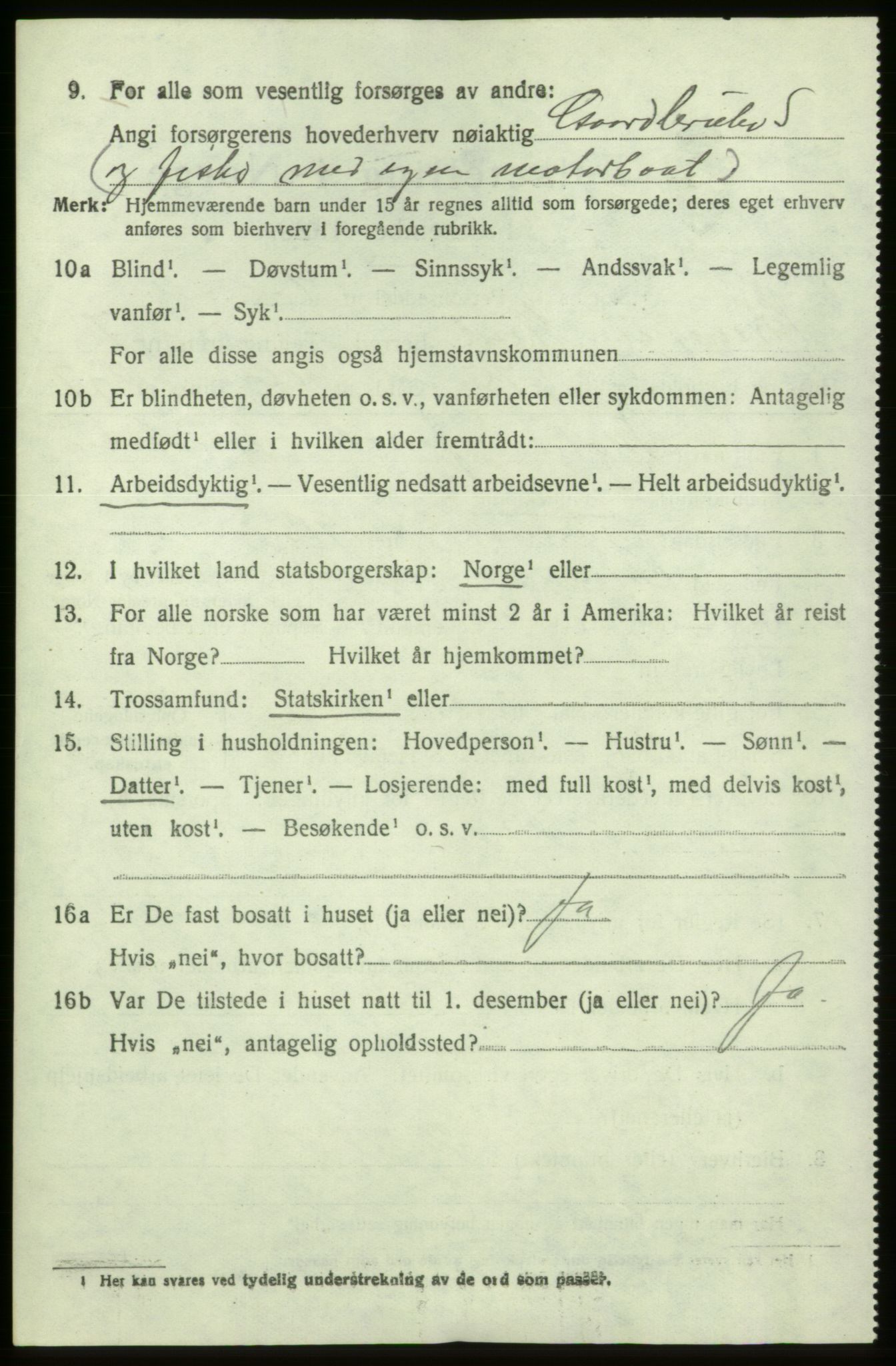 SAB, 1920 census for Bremnes, 1920, p. 5059