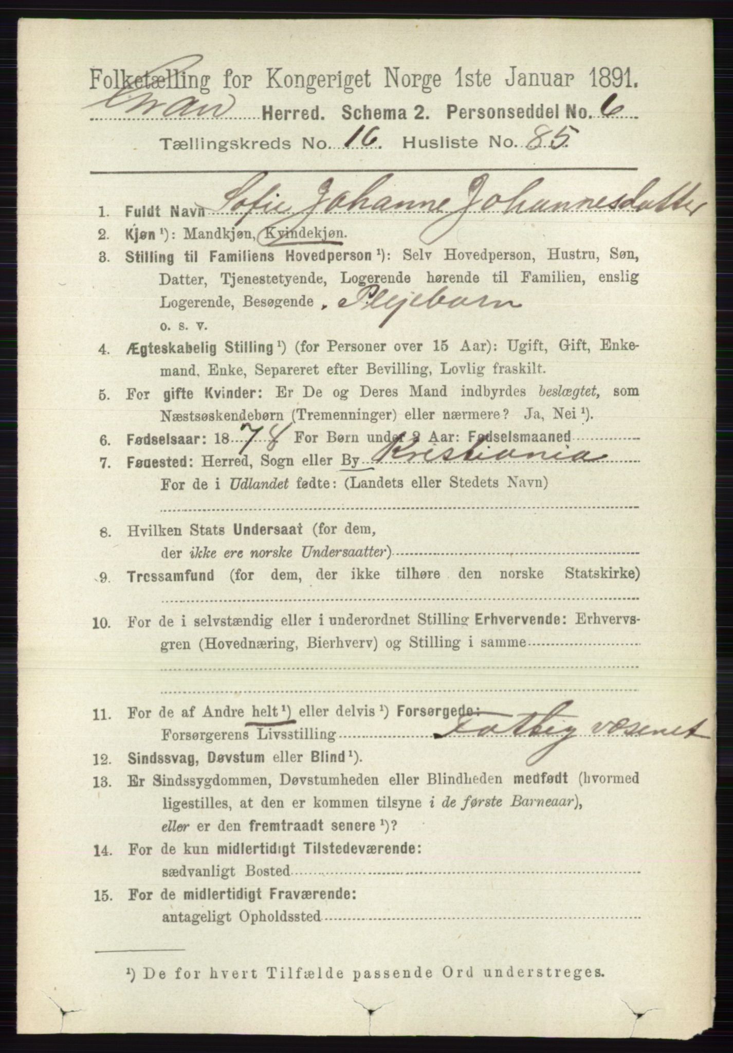 RA, 1891 census for 0534 Gran, 1891, p. 8568