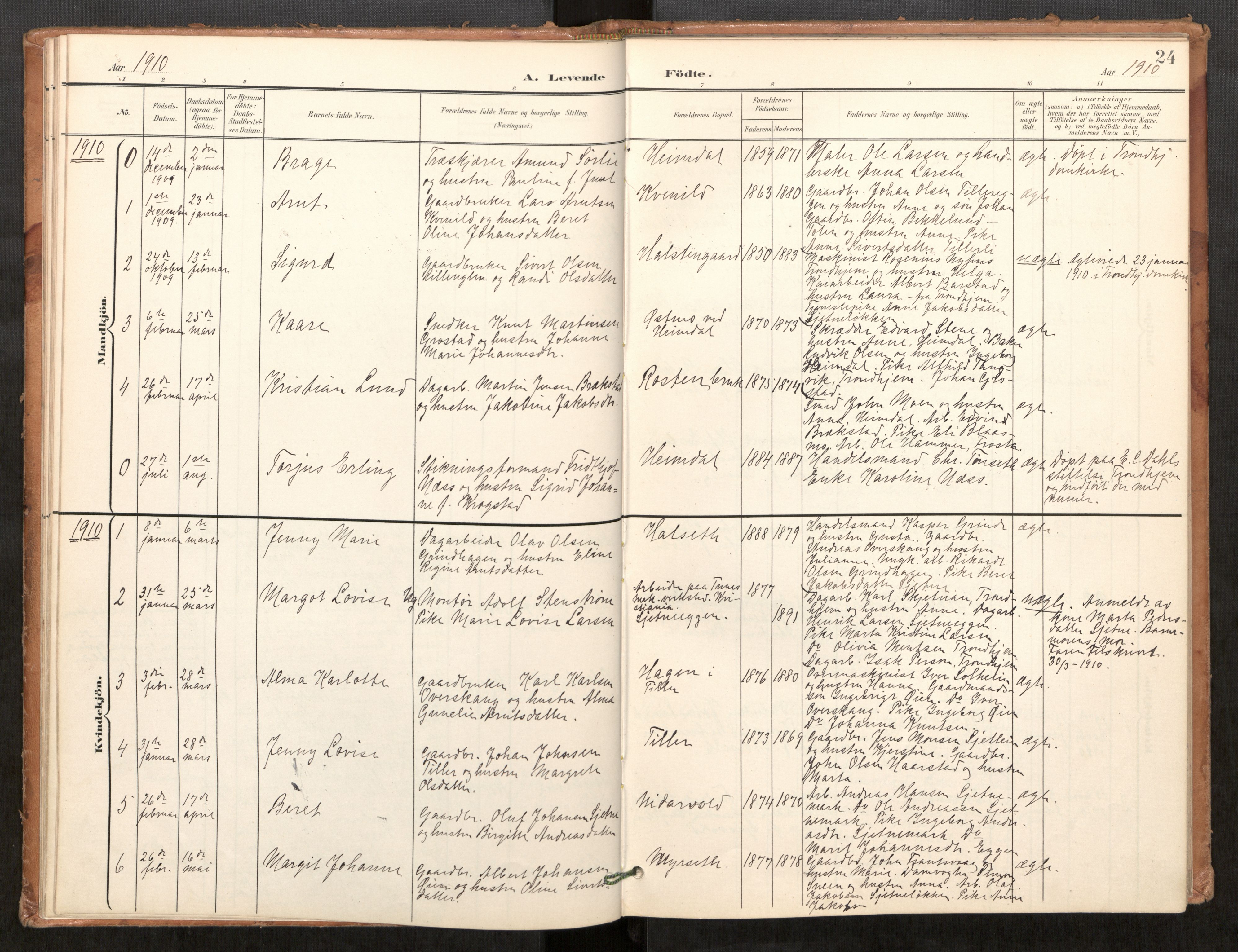 Klæbu sokneprestkontor, SAT/A-1112: Parish register (official) no. 2, 1900-1916, p. 24