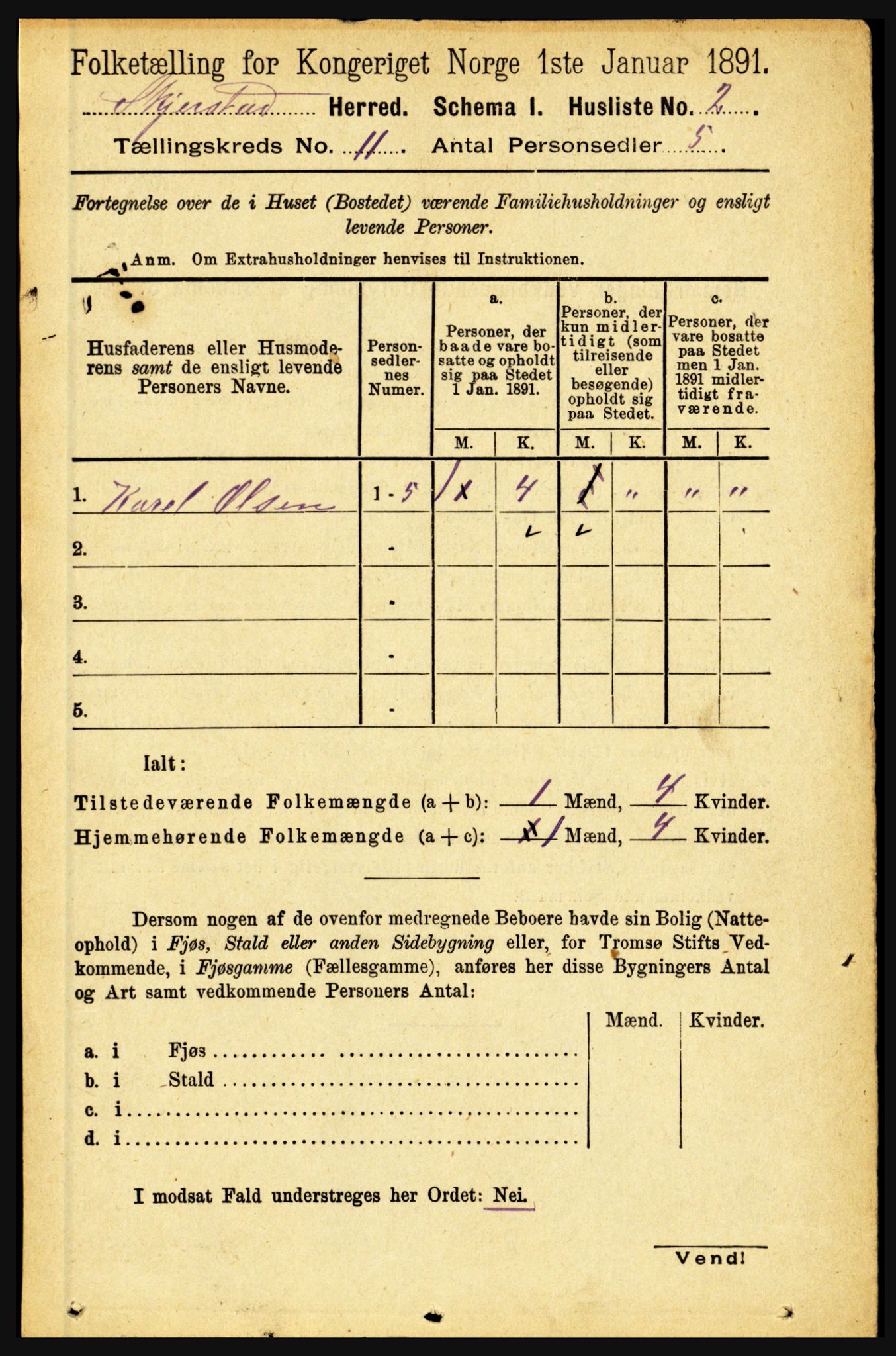 RA, 1891 census for 1842 Skjerstad, 1891, p. 3535