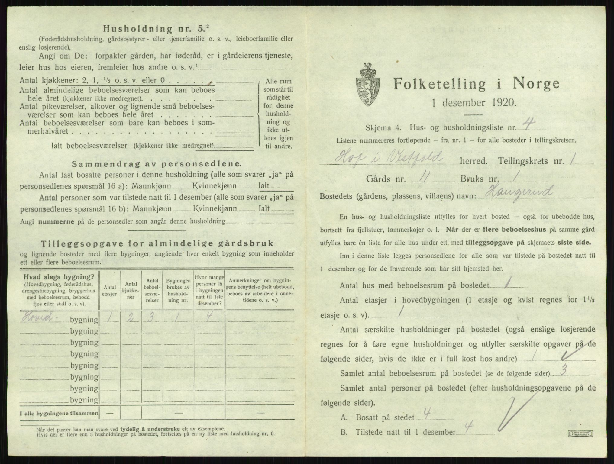 SAKO, 1920 census for Hof, 1920, p. 30