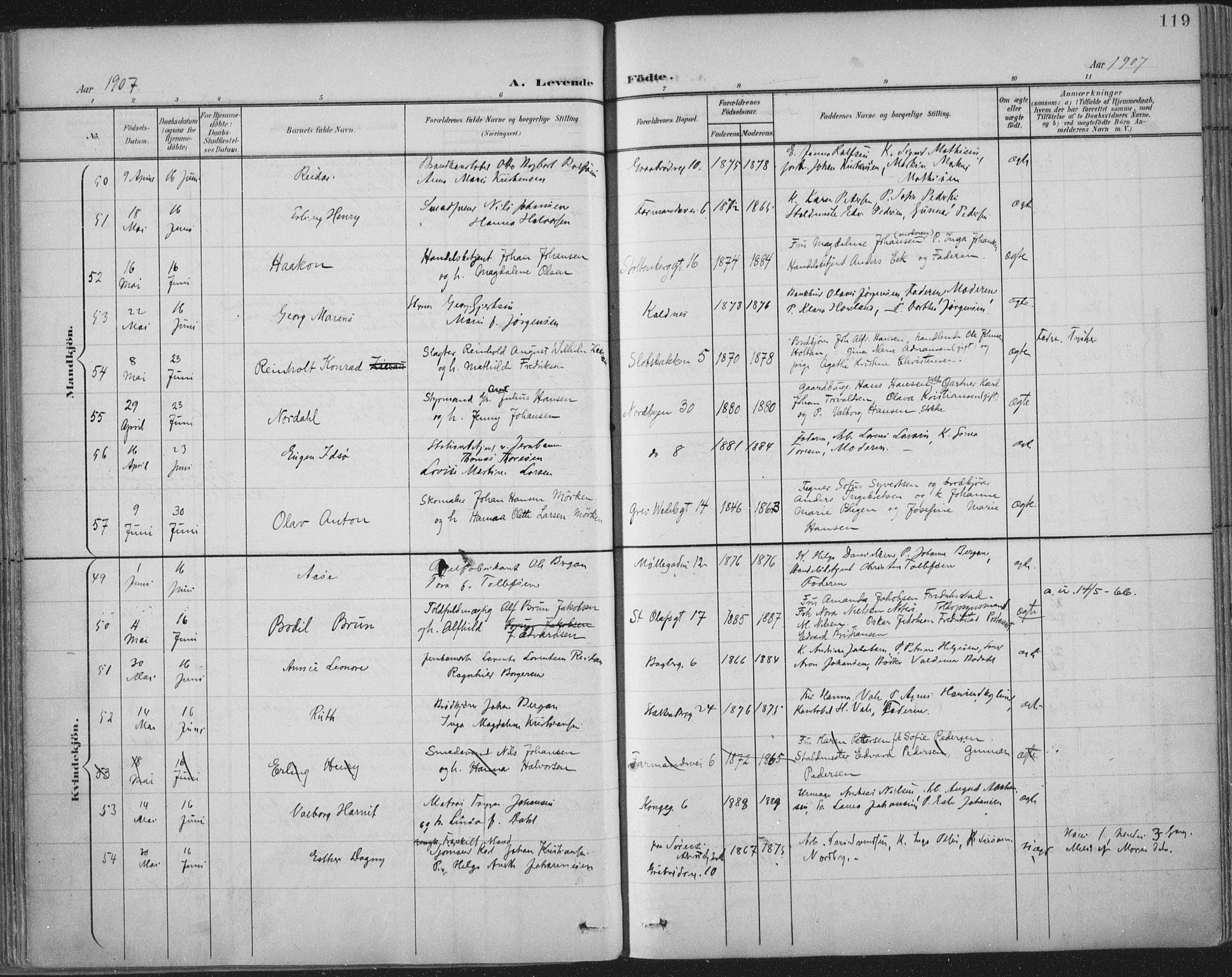 Tønsberg kirkebøker, SAKO/A-330/F/Fa/L0014: Parish register (official) no. I 14, 1900-1913, p. 119