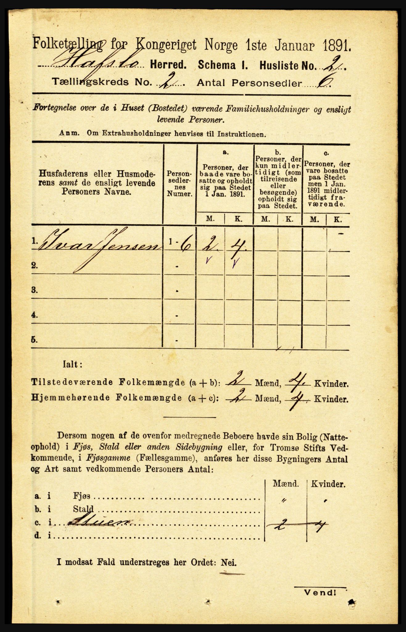 RA, 1891 census for 1425 Hafslo, 1891, p. 479