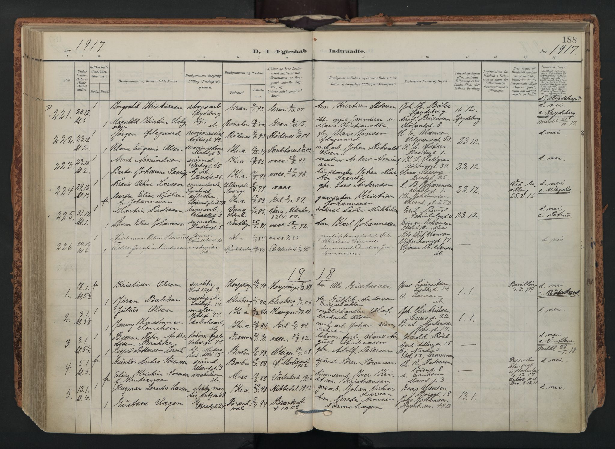 Grønland prestekontor Kirkebøker, SAO/A-10848/F/Fa/L0017: Parish register (official) no. 17, 1906-1934, p. 188